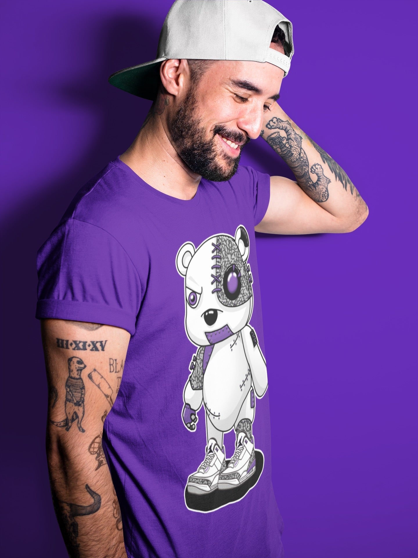 Jordan 3 Dark Iris Sneaker Match Tees Cyborg Bear Sneaker Tees Jordan 3 Dark Iris Sneaker Release Tees Unisex Shirts
