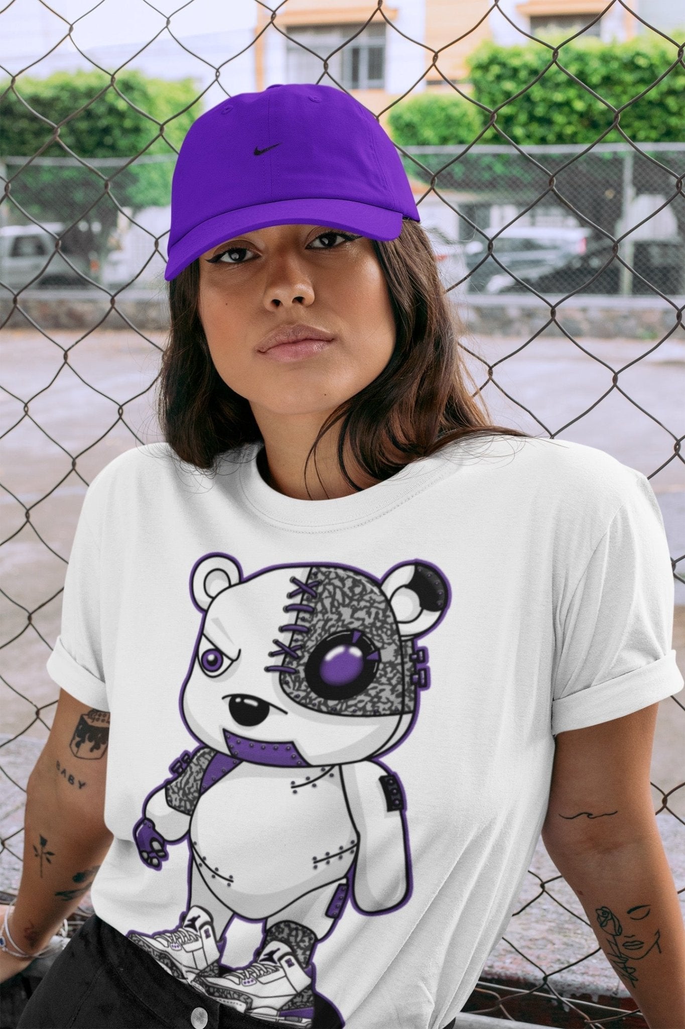 Jordan 3 Dark Iris Sneaker Match Tees Cyborg Bear Sneaker Tees Jordan 3 Dark Iris Sneaker Release Tees Unisex Shirts