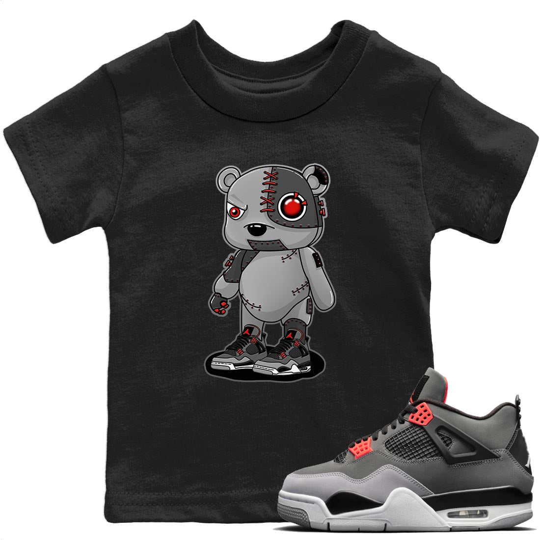 Jordan 4 Infrared Sneaker Match Tees Cyborg Bear Sneaker Tees Jordan 4 Infrared Sneaker Release Tees Kids Shirts