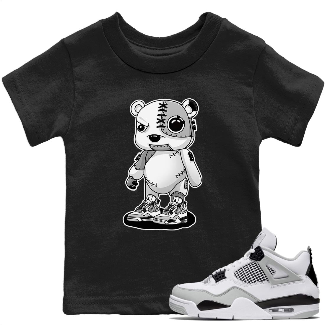 Jordan 4 Military Black Sneaker Match Tees Cyborg Bear Sneaker Tees Jordan 4 Military Black Sneaker Release Tees Kids Shirts