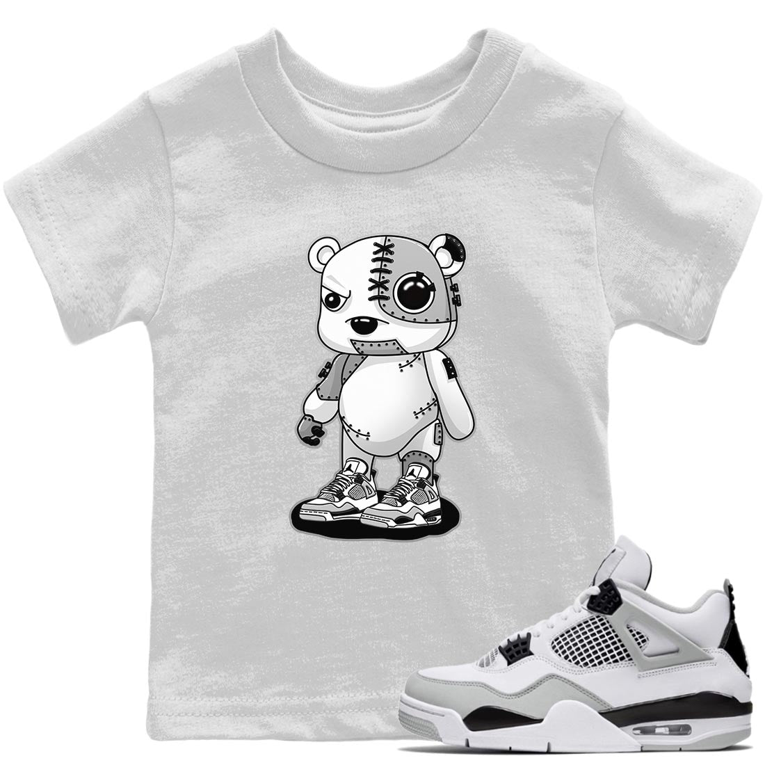 Jordan 4 Military Black Sneaker Match Tees Cyborg Bear Sneaker Tees Jordan 4 Military Black Sneaker Release Tees Kids Shirts
