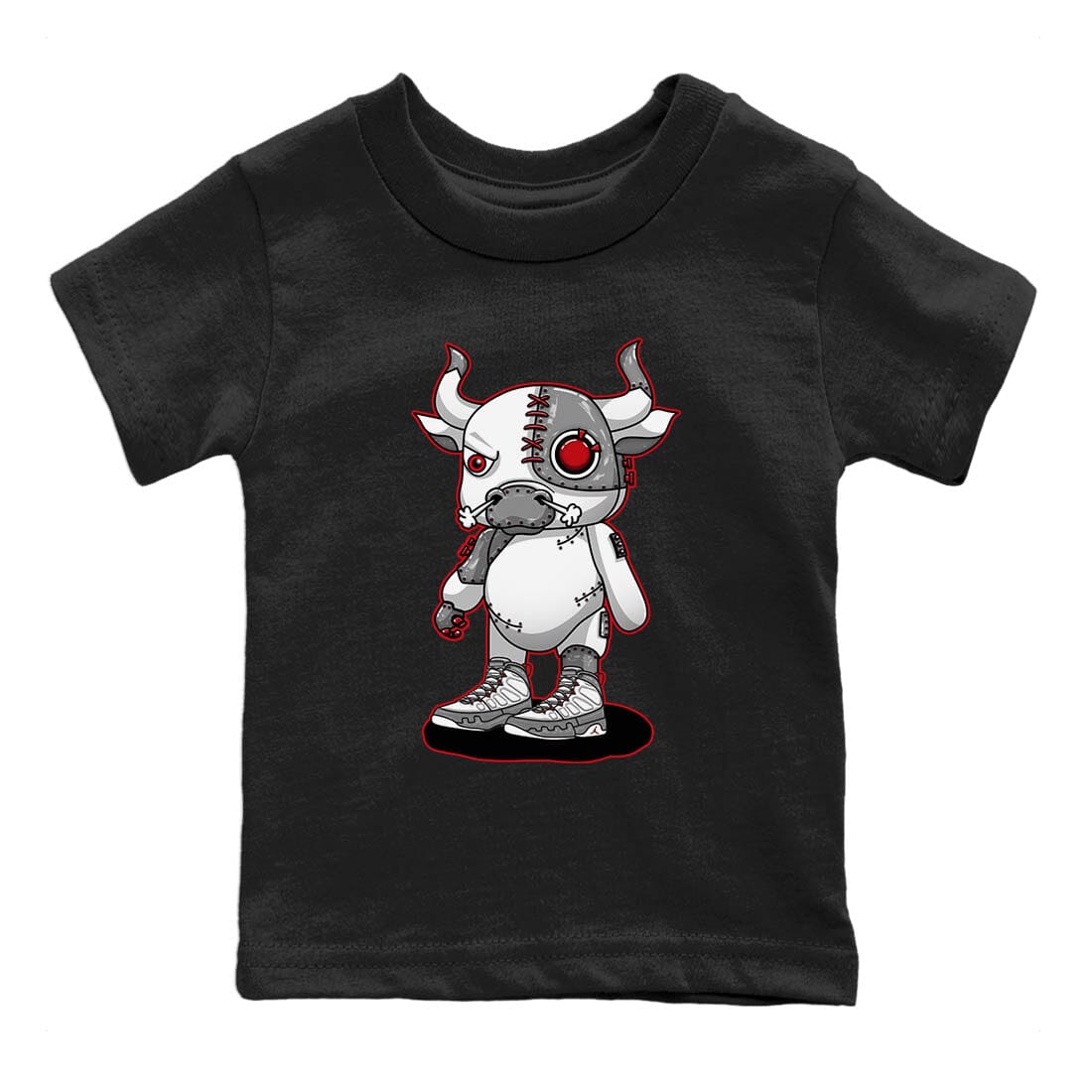 Jordan 9 Fire Red Sneaker Match Tees Cyborg Bull Sneaker Tees Jordan 9 Fire Red Sneaker Release Tees Kids Shirts