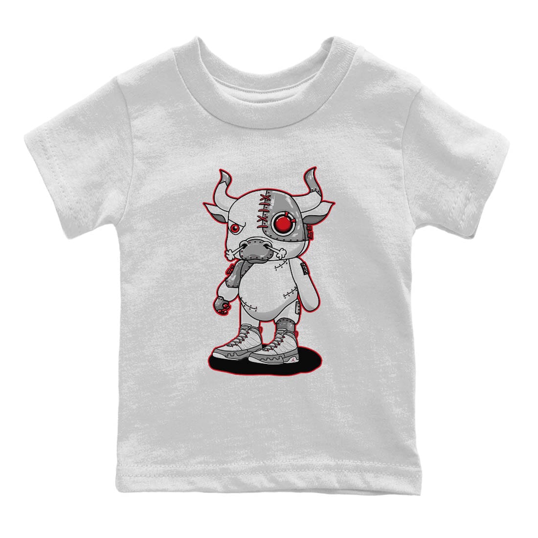 Jordan 9 Fire Red Sneaker Match Tees Cyborg Bull Sneaker Tees Jordan 9 Fire Red Sneaker Release Tees Kids Shirts