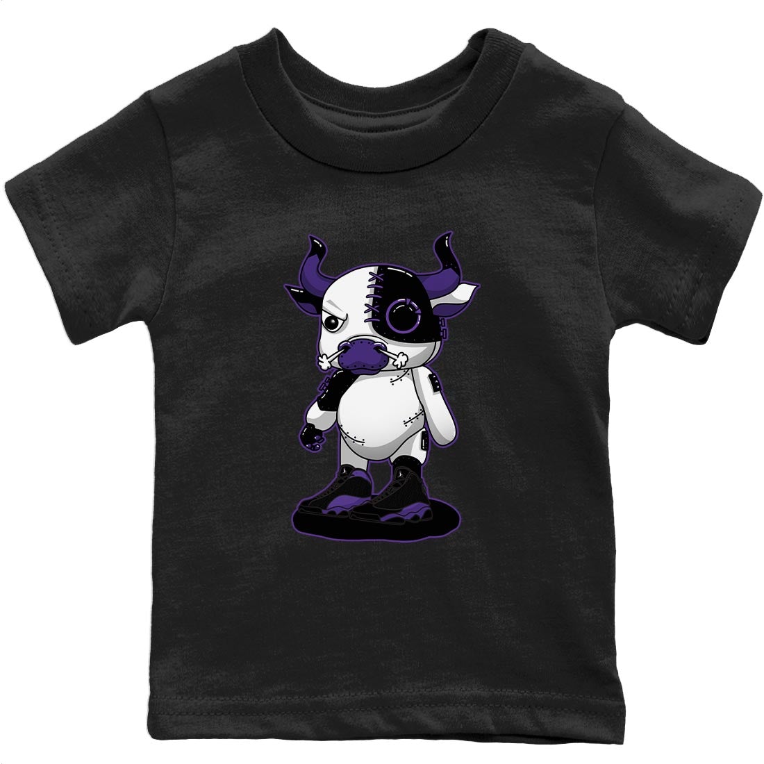 Jordan 13 Court Purple Sneaker Match Tees Cyborg Bull Sneaker Tees Jordan 13 Court Purple Sneaker Release Tees Kids Shirts
