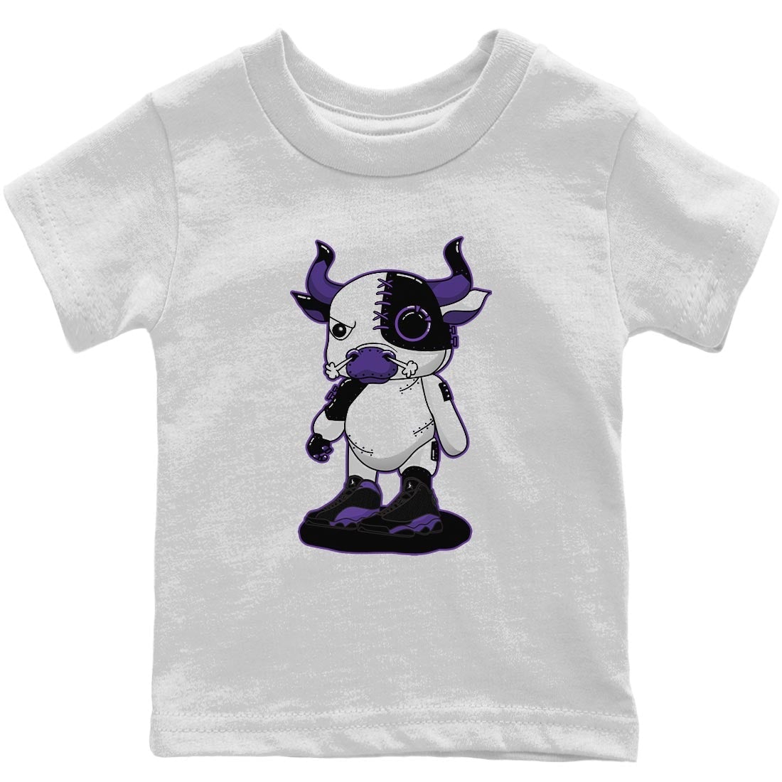Jordan 13 Court Purple Sneaker Match Tees Cyborg Bull Sneaker Tees Jordan 13 Court Purple Sneaker Release Tees Kids Shirts