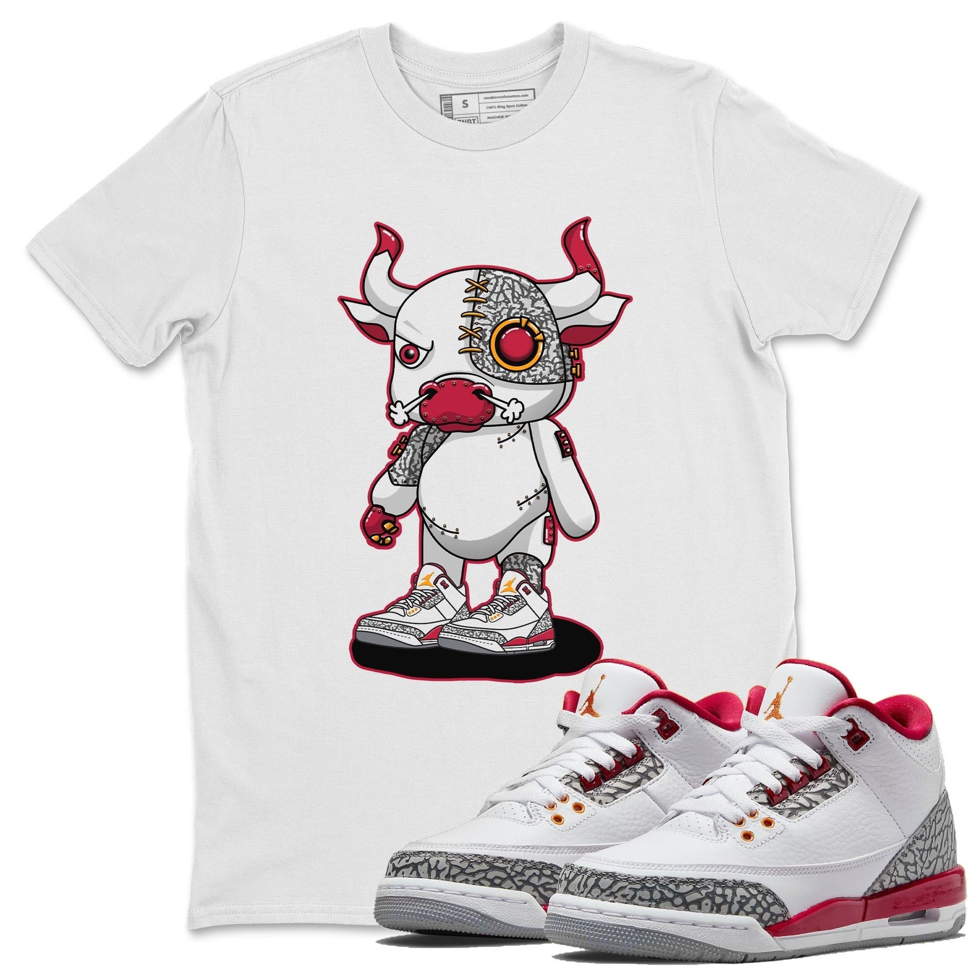 Jordan 3 Cardinal Sneaker Match Tees Cyborg Bull Sneaker Tees Jordan 3 Cardinal Sneaker Release Tees Unisex Shirts