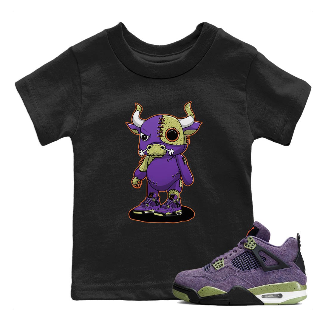 Jordan 4 Canyon Purple Sneaker Match Tees Cyborg Bull Sneaker Tees Jordan 4 Canyon Purple Sneaker Release Tees Kids Shirts