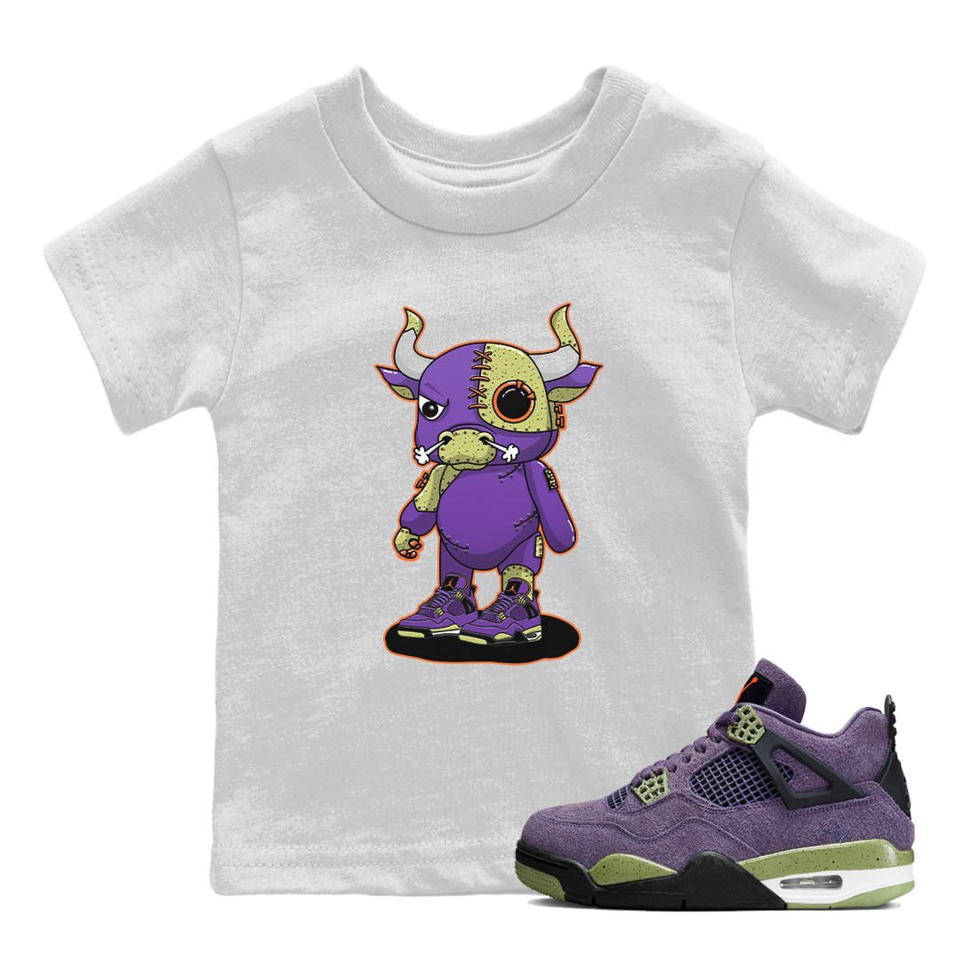 Jordan 4 Canyon Purple Sneaker Match Tees Cyborg Bull Sneaker Tees Jordan 4 Canyon Purple Sneaker Release Tees Kids Shirts