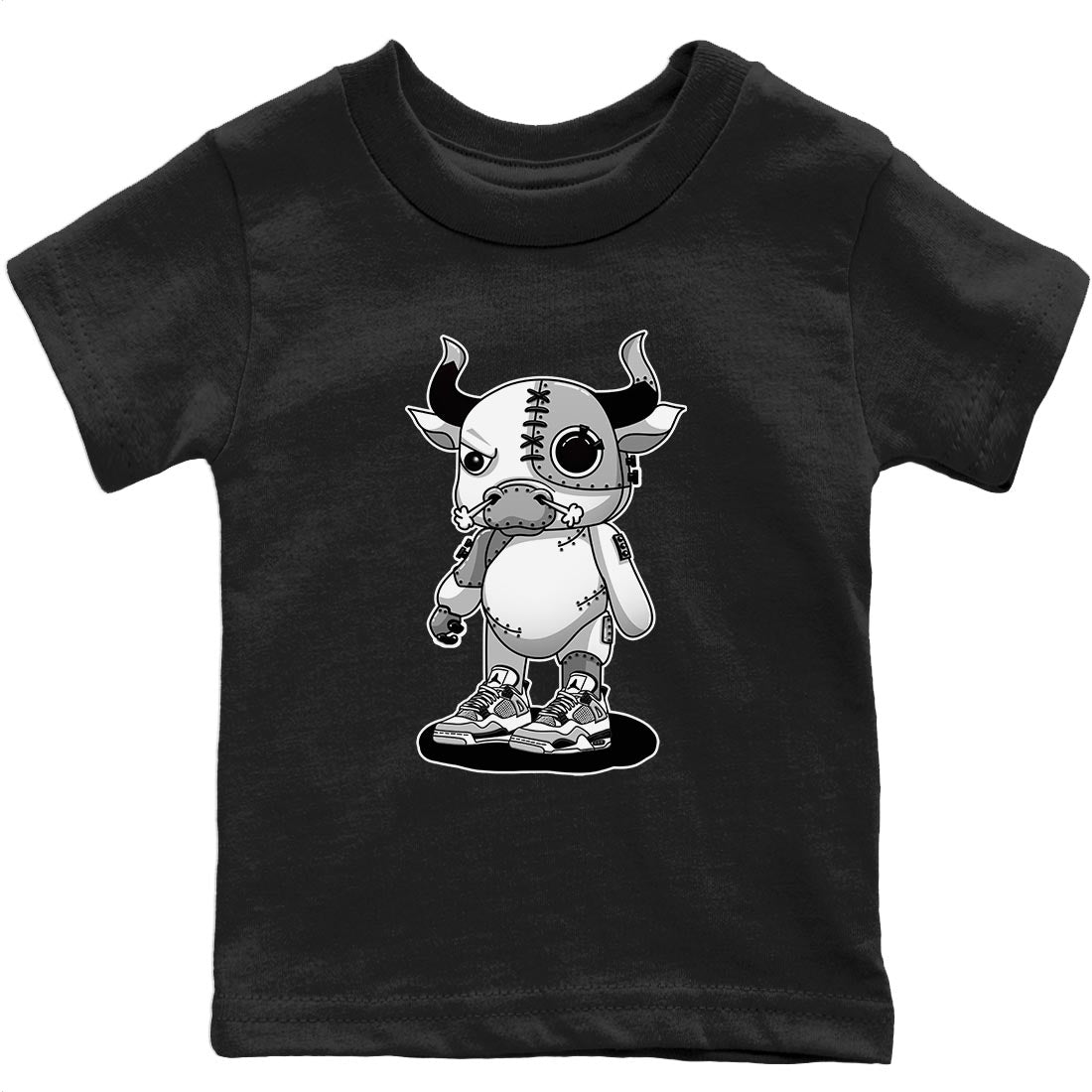 Jordan 4 Military Black Sneaker Match Tees Cyborg Bull Sneaker Tees Jordan 4 Military Black Sneaker Release Tees Kids Shirts