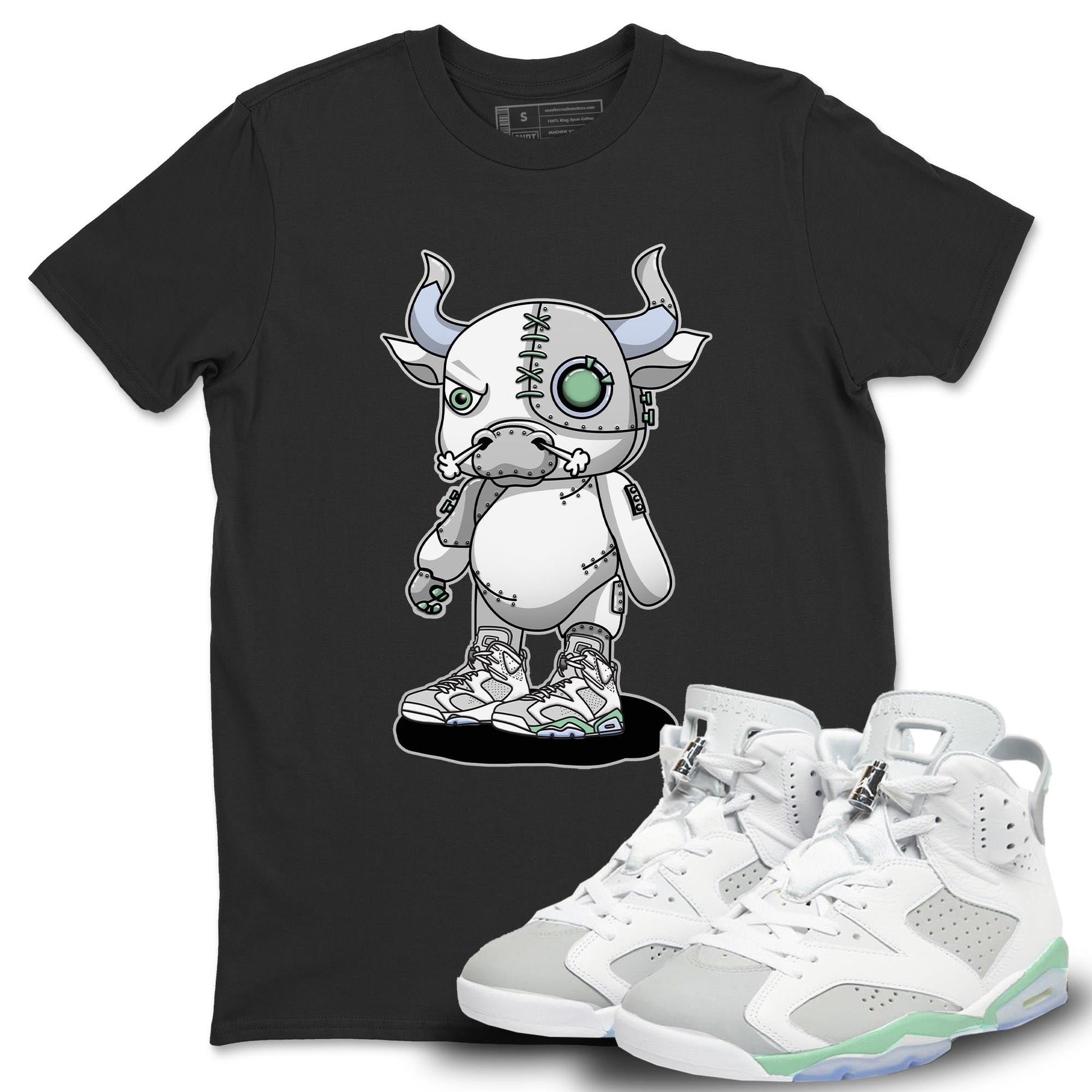 Jordan 6 Mint Foam Sneaker Match Tees Cyborg Bull Sneaker Tees Jordan 6 Mint Foam Sneaker Release Tees Unisex Shirts