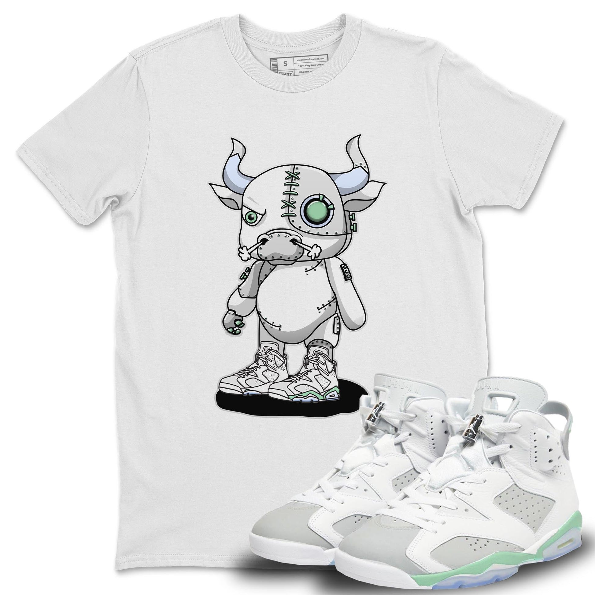 Jordan 6 Mint Foam Sneaker Match Tees Cyborg Bull Sneaker Tees Jordan 6 Mint Foam Sneaker Release Tees Unisex Shirts
