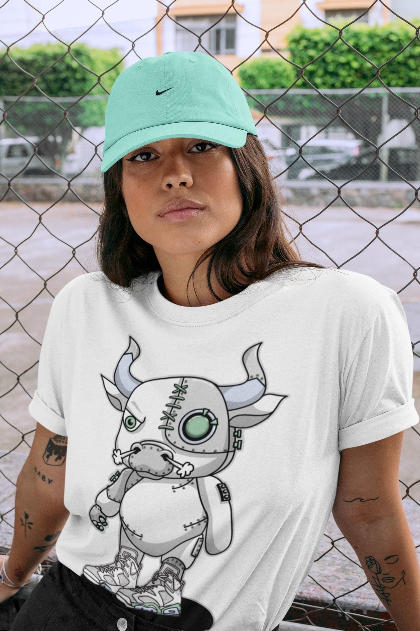 Jordan 6 Mint Foam Sneaker Match Tees Cyborg Bull Sneaker Tees Jordan 6 Mint Foam Sneaker Release Tees Unisex Shirts