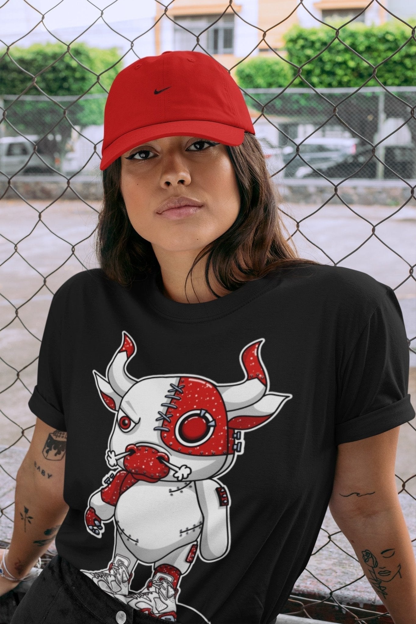 Jordan 6 Red Velvet Cookies Sneaker Match Tees Cyborg Bull Sneaker Tees Jordan 6 Red Velvet Cookies Sneaker Release Tees Unisex Shirts