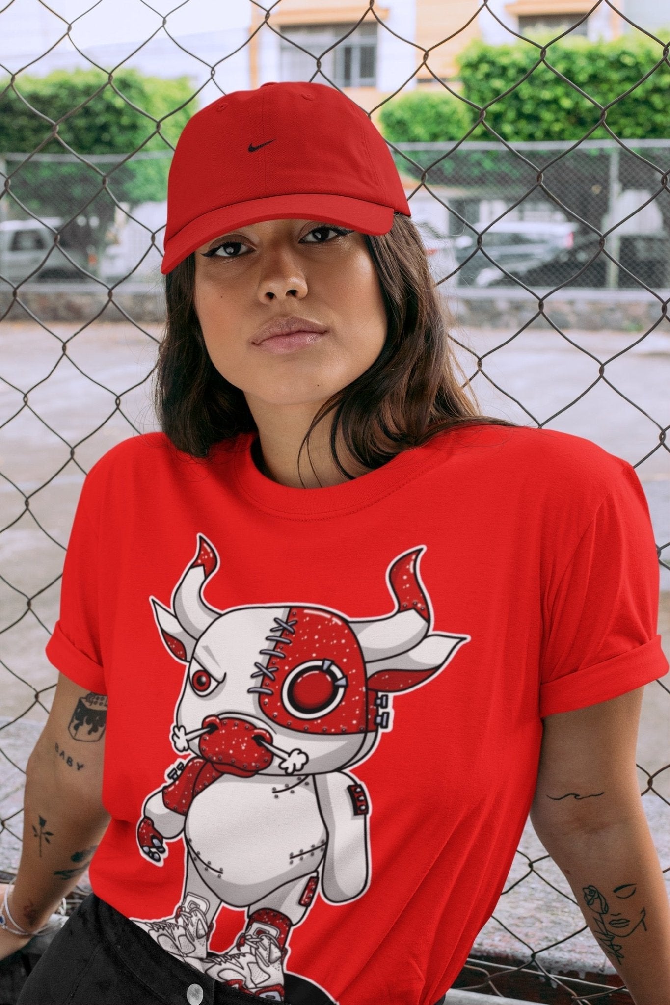 Jordan 6 Red Velvet Cookies Sneaker Match Tees Cyborg Bull Sneaker Tees Jordan 6 Red Velvet Cookies Sneaker Release Tees Unisex Shirts
