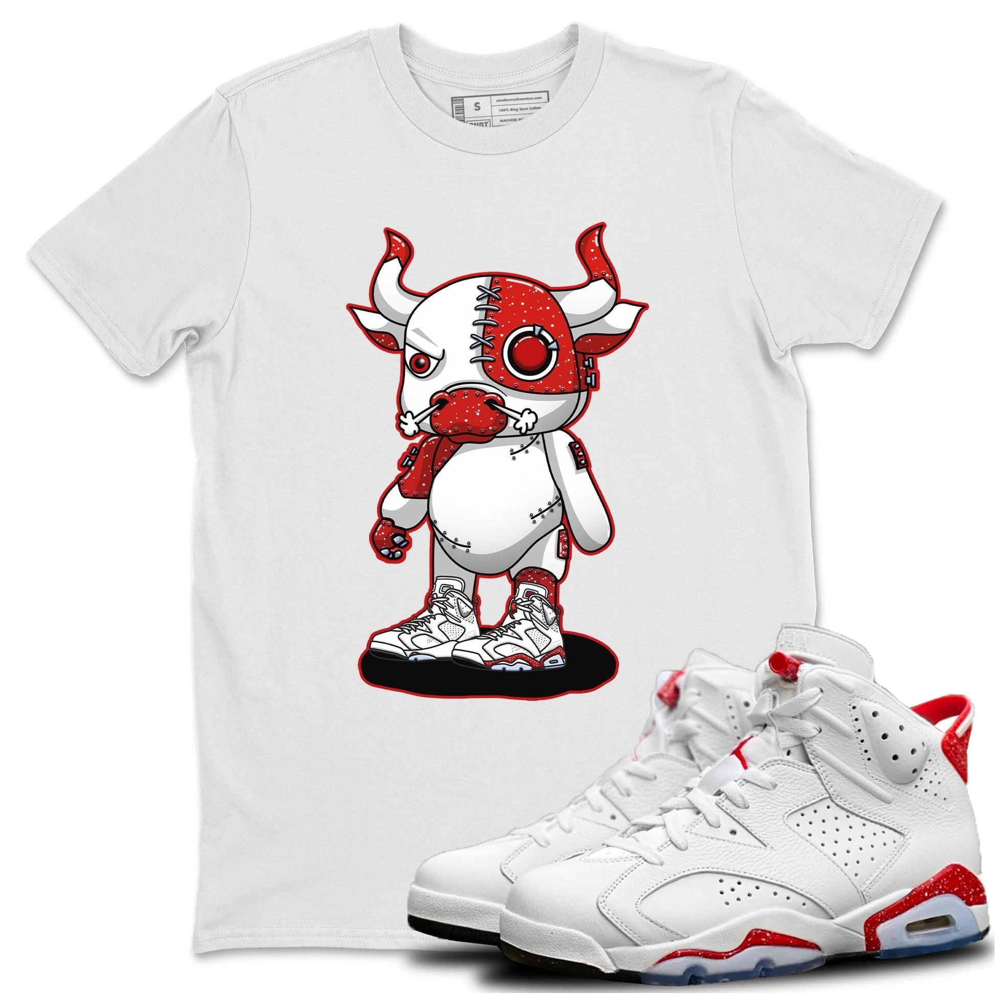 Jordan 6 Red Velvet Cookies Sneaker Match Tees Cyborg Bull Sneaker Tees Jordan 6 Red Velvet Cookies Sneaker Release Tees Unisex Shirts