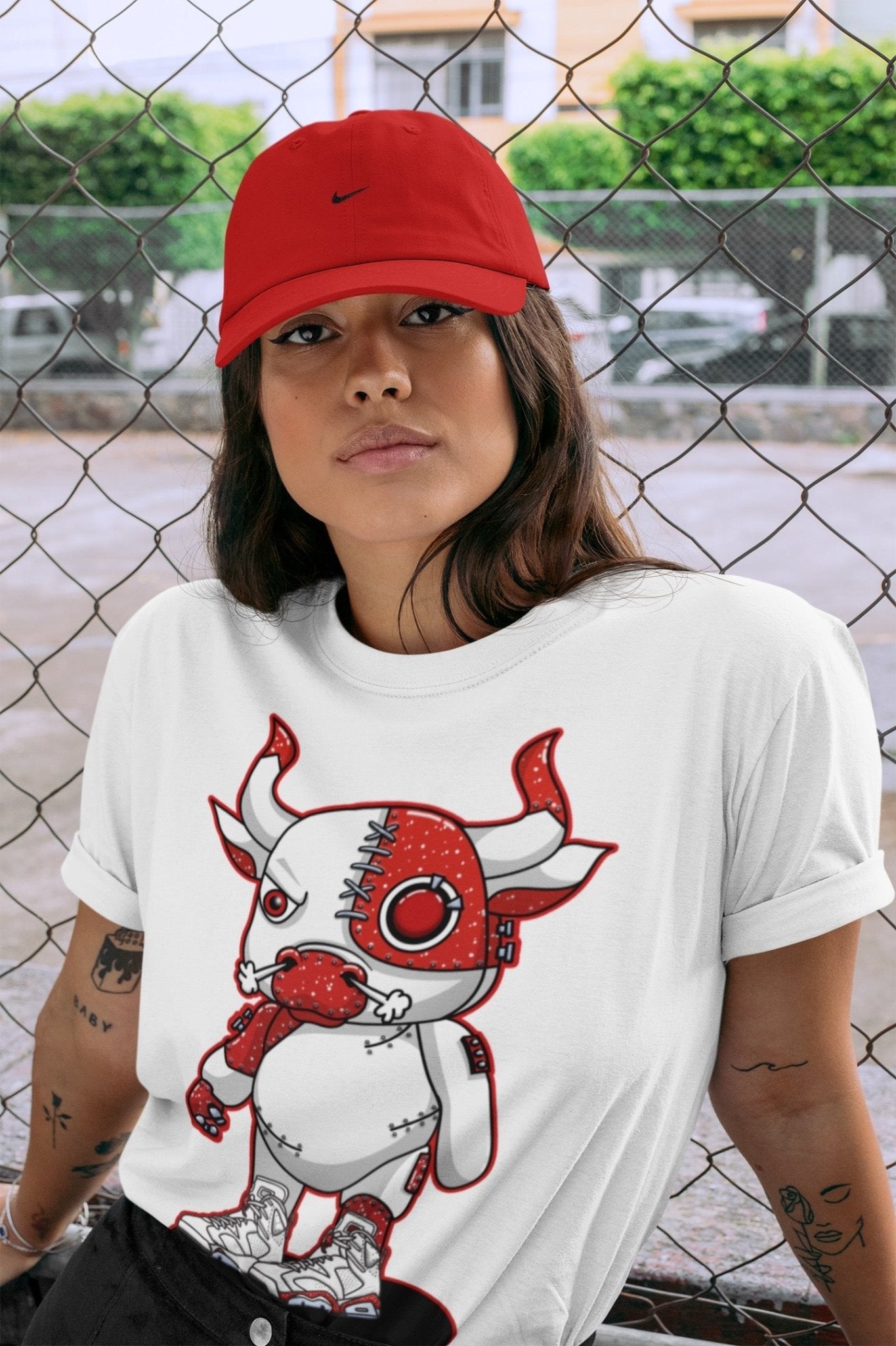 Jordan 6 Red Velvet Cookies Sneaker Match Tees Cyborg Bull Sneaker Tees Jordan 6 Red Velvet Cookies Sneaker Release Tees Unisex Shirts