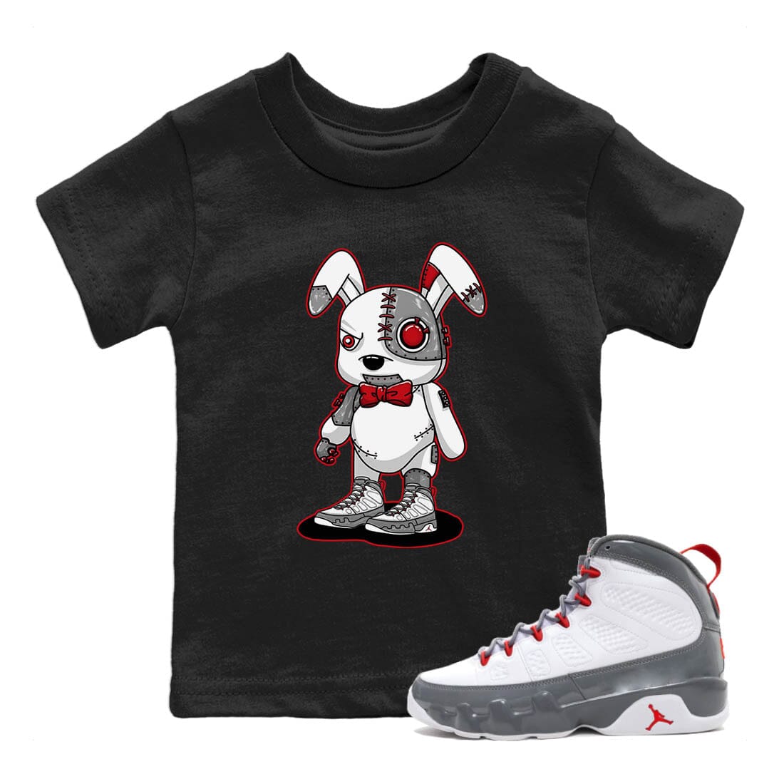 Jordan 9 Fire Red Sneaker Match Tees Cyborg Bunny Sneaker Tees Jordan 9 Fire Red Sneaker Release Tees Kids Shirts