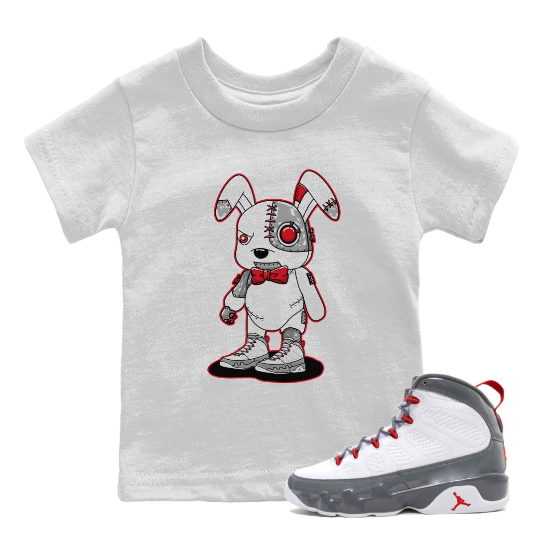 Jordan 9 Fire Red Sneaker Match Tees Cyborg Bunny Sneaker Tees Jordan 9 Fire Red Sneaker Release Tees Kids Shirts
