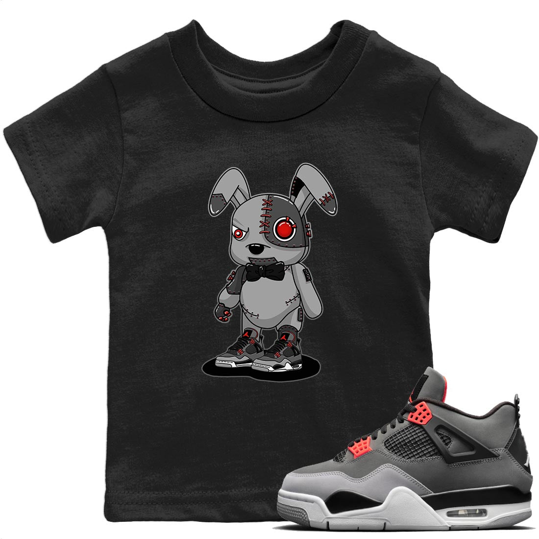 Jordan 4 Infrared Sneaker Match Tees Cyborg Bunny Sneaker Tees Jordan 4 Infrared Sneaker Release Tees Kids Shirts