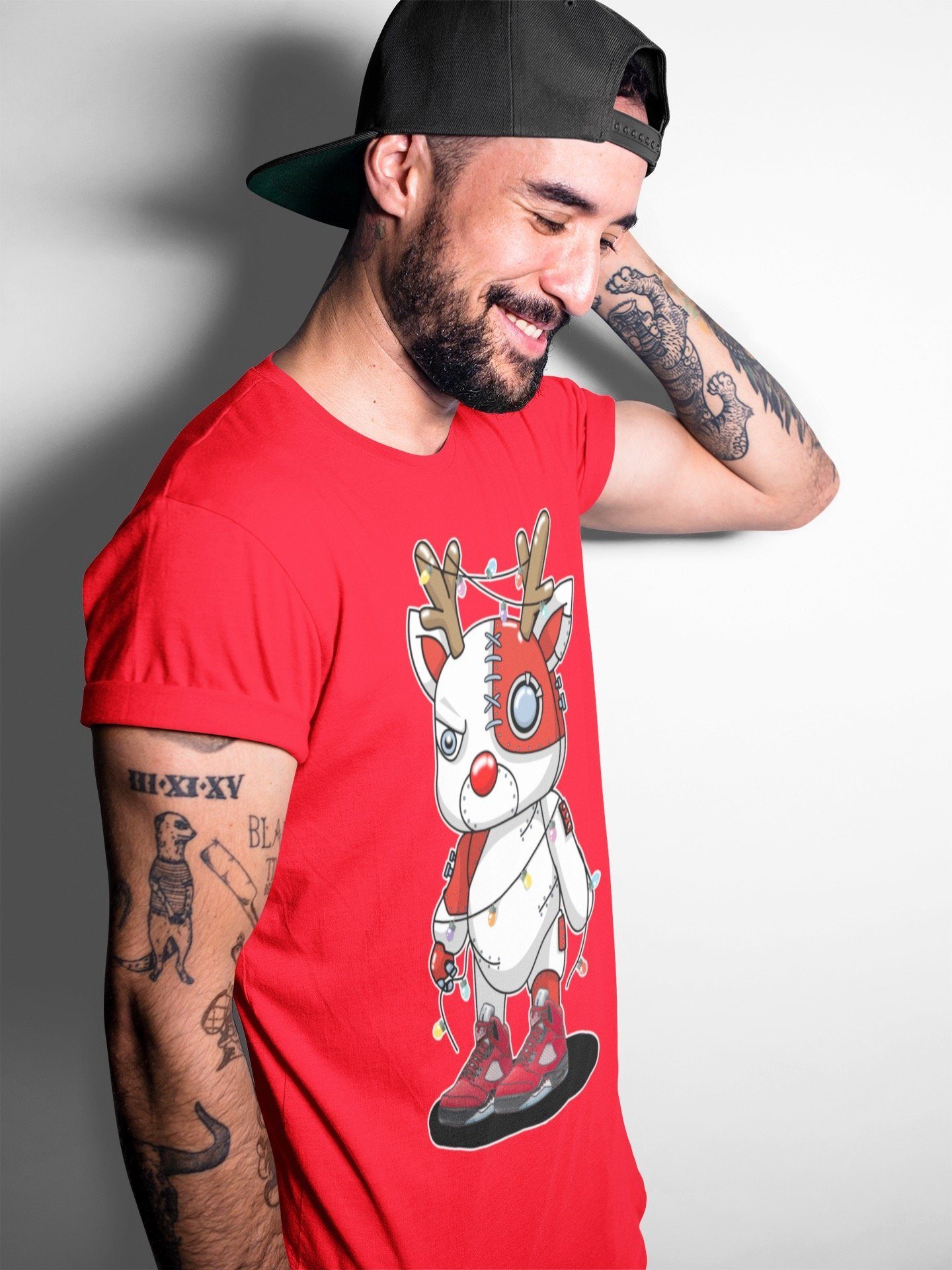 Jordan 5 Raging Bull Sneaker Match Tees Cyborg Reindeer Sneaker Tees Jordan 5 Raging Bull Sneaker Release Tees Unisex Shirts