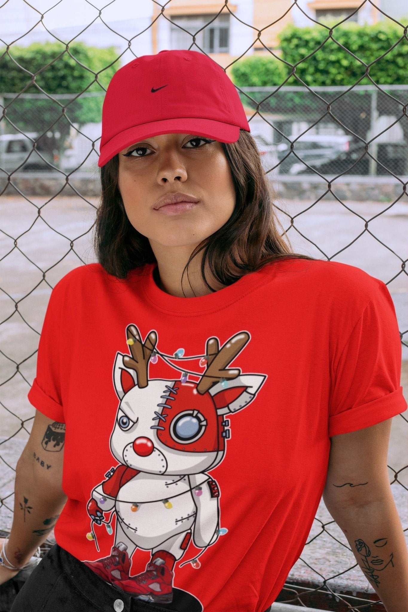 Jordan 5 Raging Bull Sneaker Match Tees Cyborg Reindeer Sneaker Tees Jordan 5 Raging Bull Sneaker Release Tees Unisex Shirts