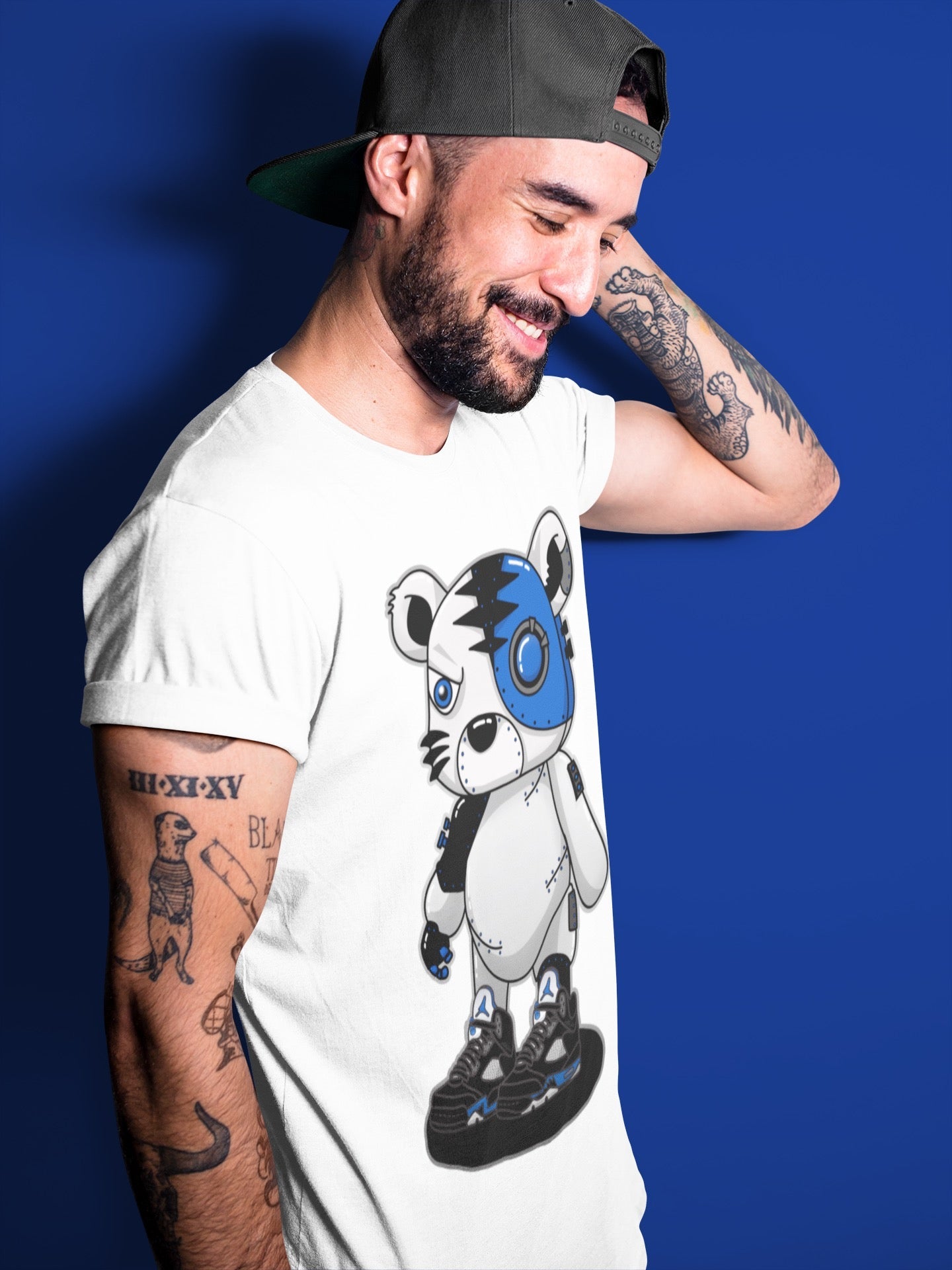 Jordan 5 Racer Blue Sneaker Match Tees Cyborg Tiger Sneaker Tees Jordan 5 Racer Blue Sneaker Release Tees Unisex Shirts