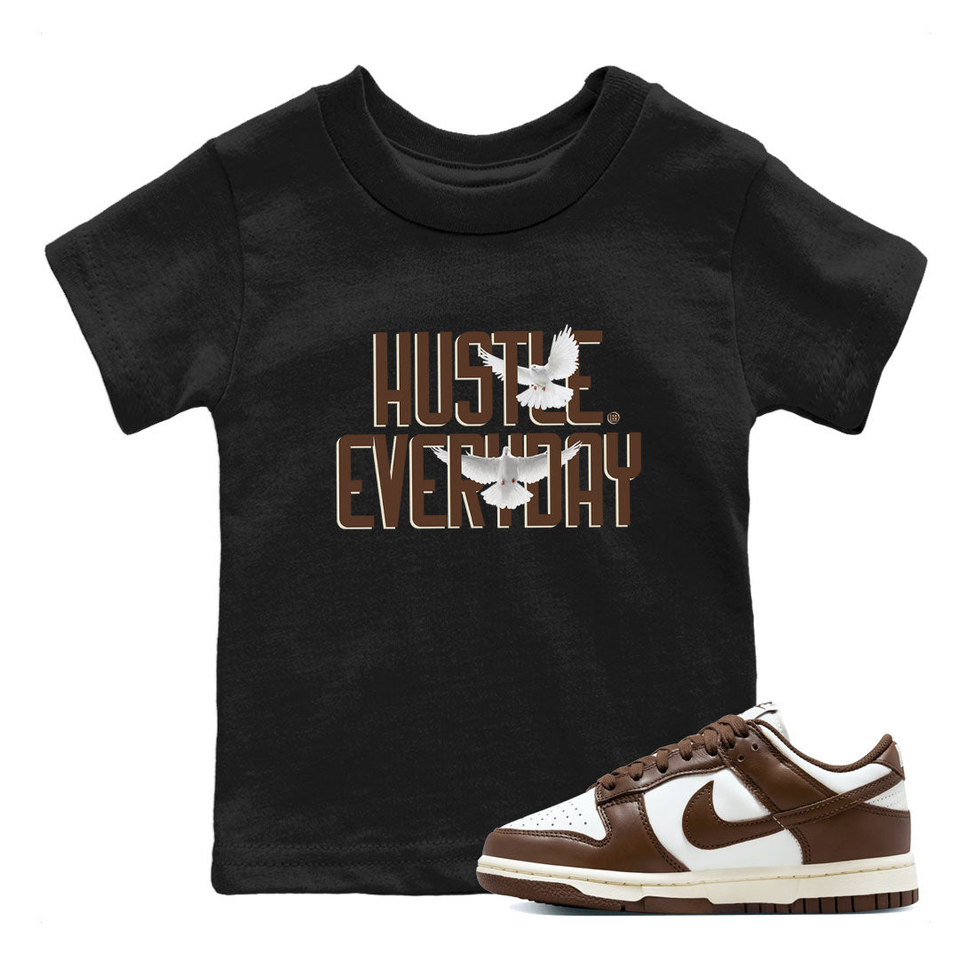 Dunk Low WMNS Cacao Wow sneaker shirt to match jordans Daily Hustle sneaker tees Dunk Cacao Wow SNRT Sneaker Release Tees Baby Toddler Black 1 T-Shirt