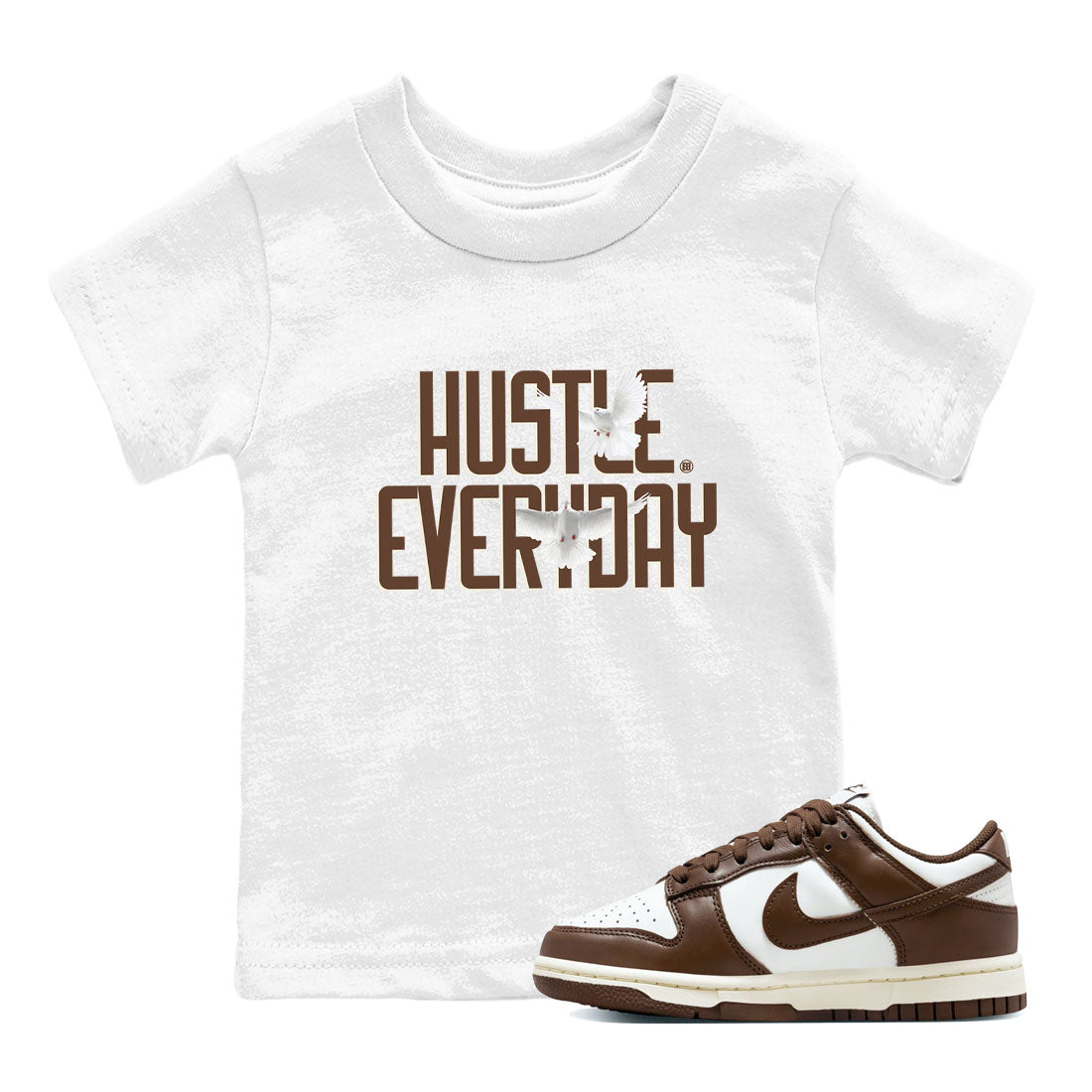 Dunk Low WMNS Cacao Wow sneaker shirt to match jordans Daily Hustle sneaker tees Dunk Cacao Wow SNRT Sneaker Release Tees Baby Toddler White 1 T-Shirt