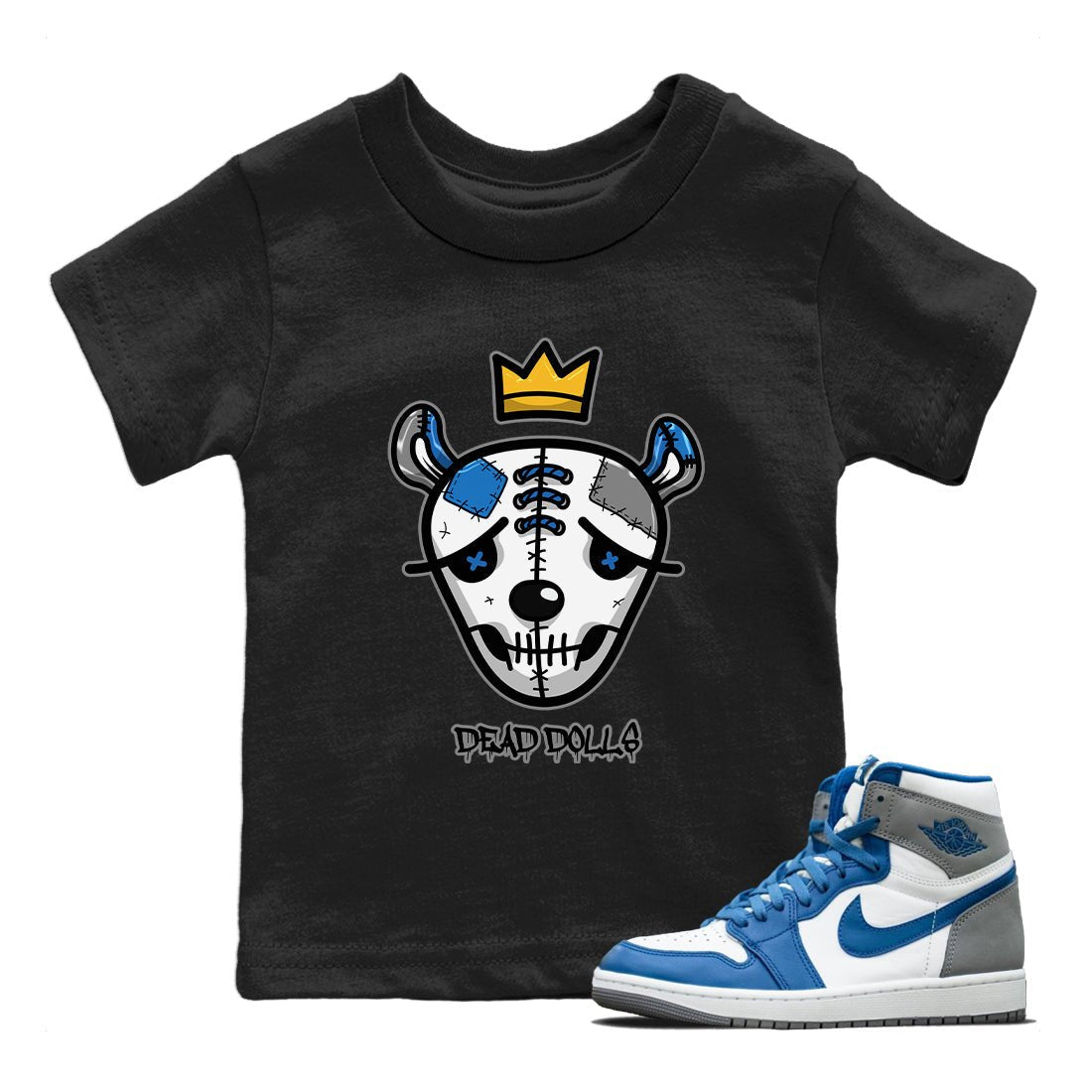 Jordan 1 True Blue Sneaker Match Tees Dead Dolls Face Sneaker Tees Jordan 1 True Blue Sneaker Release Tees Kids Shirts