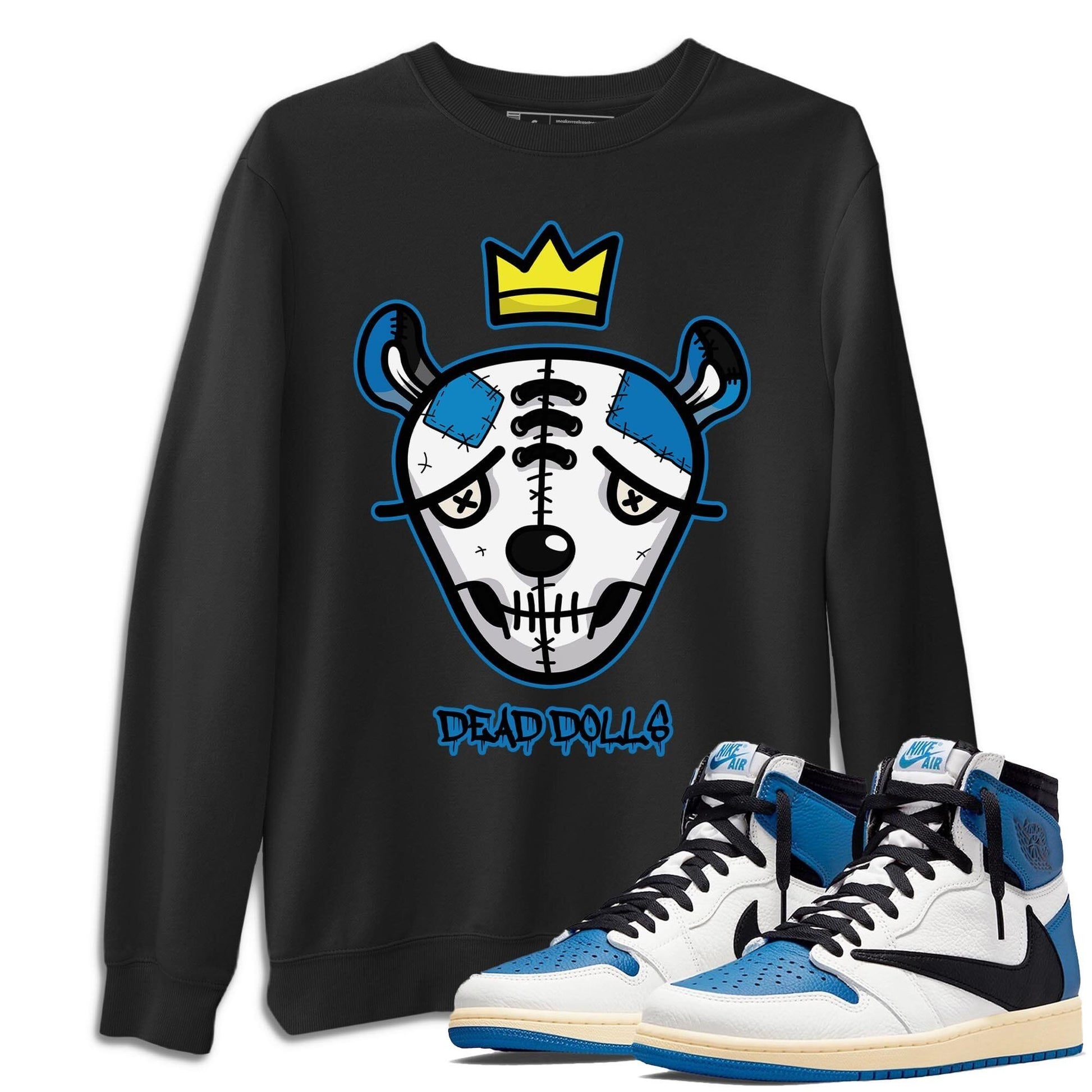 Jordan 1 Travis Scott Fragment Sneaker Match Tees Dead Dolls Face Sneaker Tees Jordan 1 Travis Scott Fragment Sneaker Release Tees Unisex Shirts