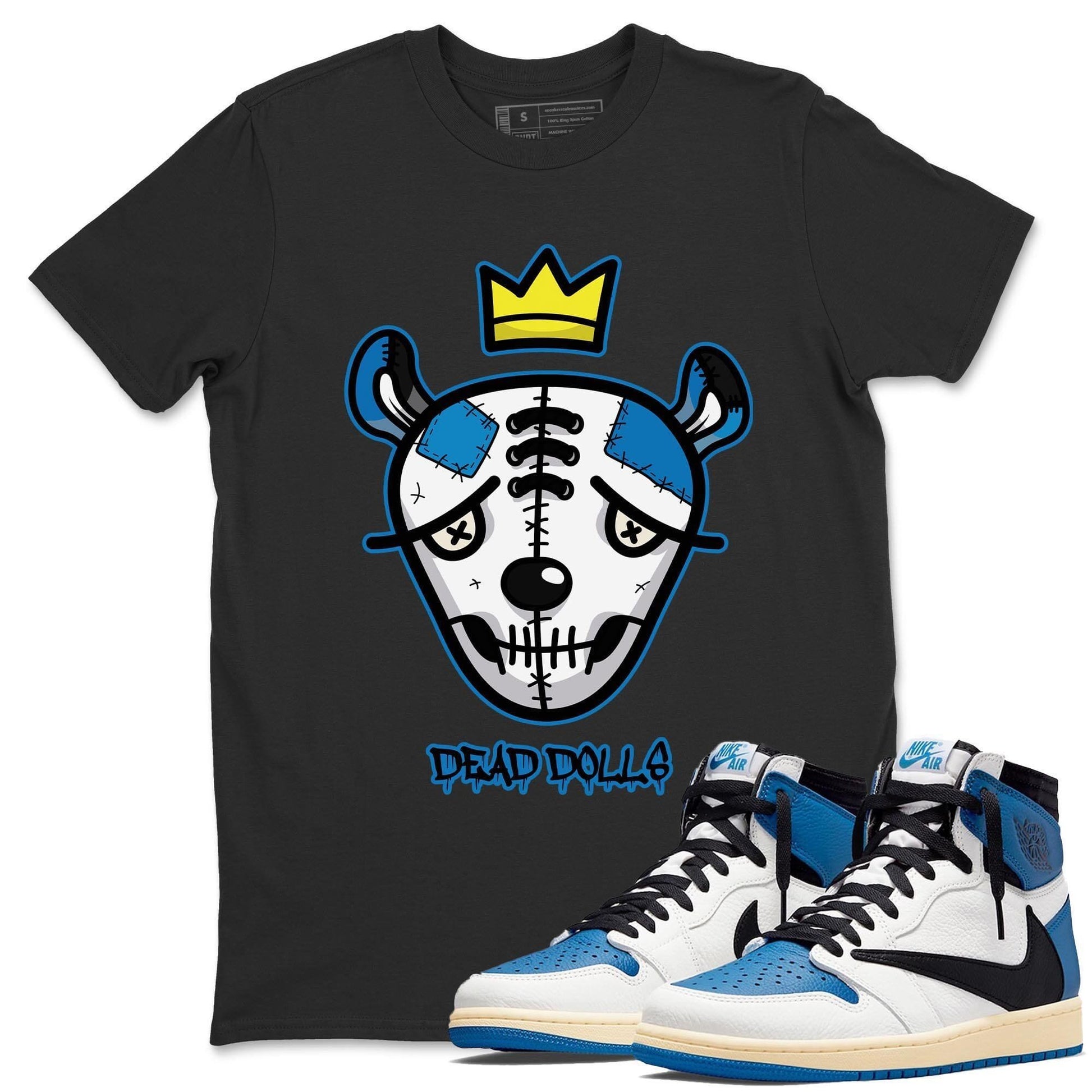 Jordan 1 Travis Scott Fragment Sneaker Match Tees Dead Dolls Face Sneaker Tees Jordan 1 Travis Scott Fragment Sneaker Release Tees Unisex Shirts