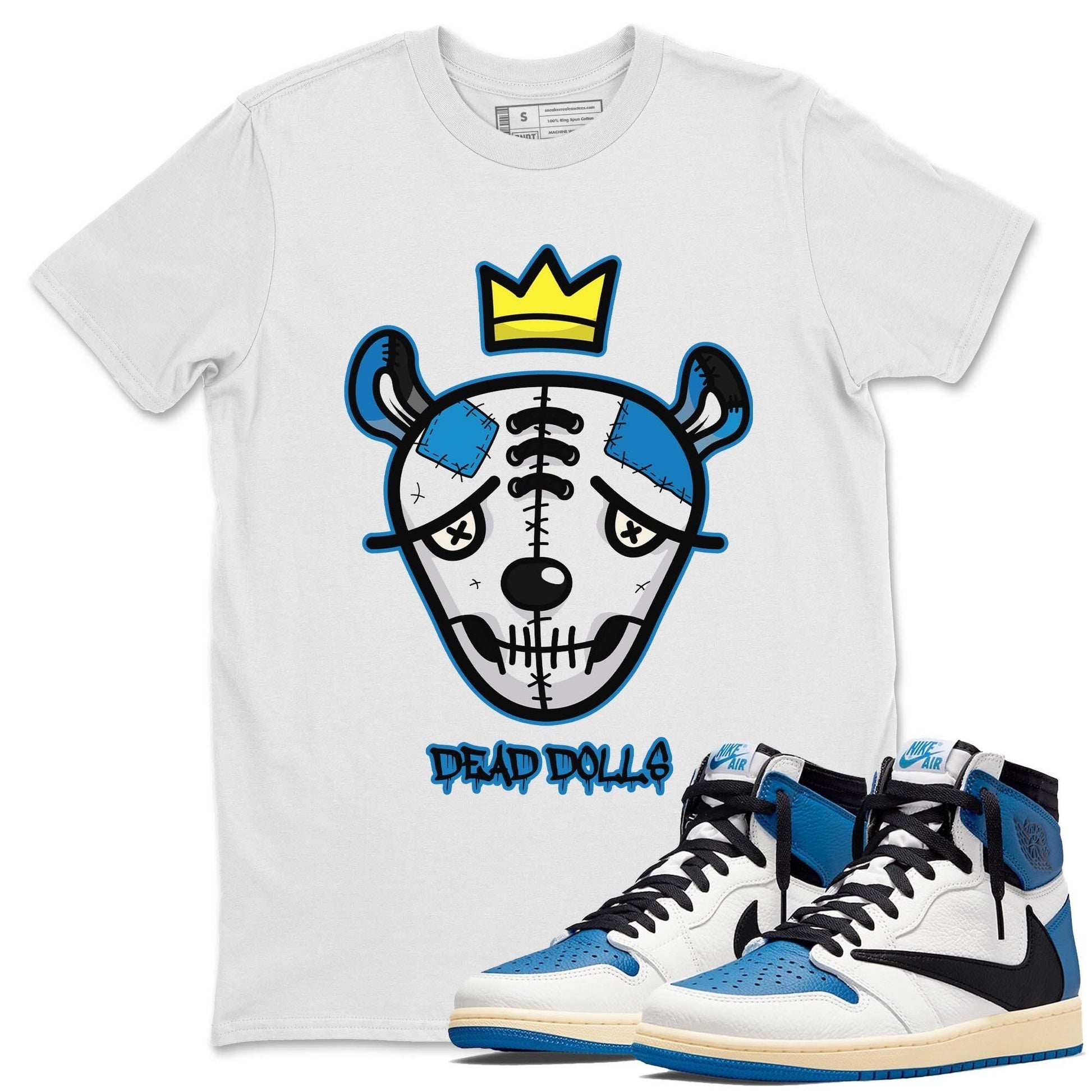 Jordan 1 Travis Scott Fragment Sneaker Match Tees Dead Dolls Face Sneaker Tees Jordan 1 Travis Scott Fragment Sneaker Release Tees Unisex Shirts