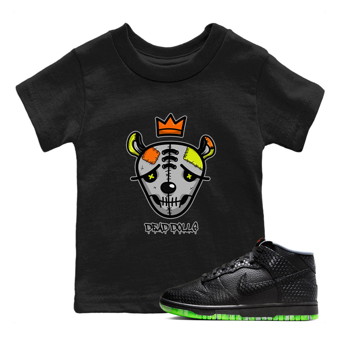 Nike Dunk Mid Premium shirt to match jordans Dead Dolls Face sneaker tees Nike Dunk Mid Halloween SNRT Sneaker Tees Sneaker Matching Clothing Brand Baby Toddler Black 1 T-Shirt