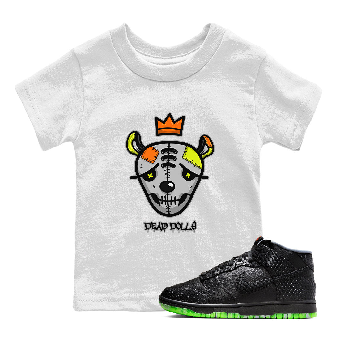 Nike Dunk Mid Premium shirt to match jordans Dead Dolls Face sneaker tees Nike Dunk Mid Halloween SNRT Sneaker Tees Sneaker Matching Clothing Brand Baby Toddler White 1 T-Shirt