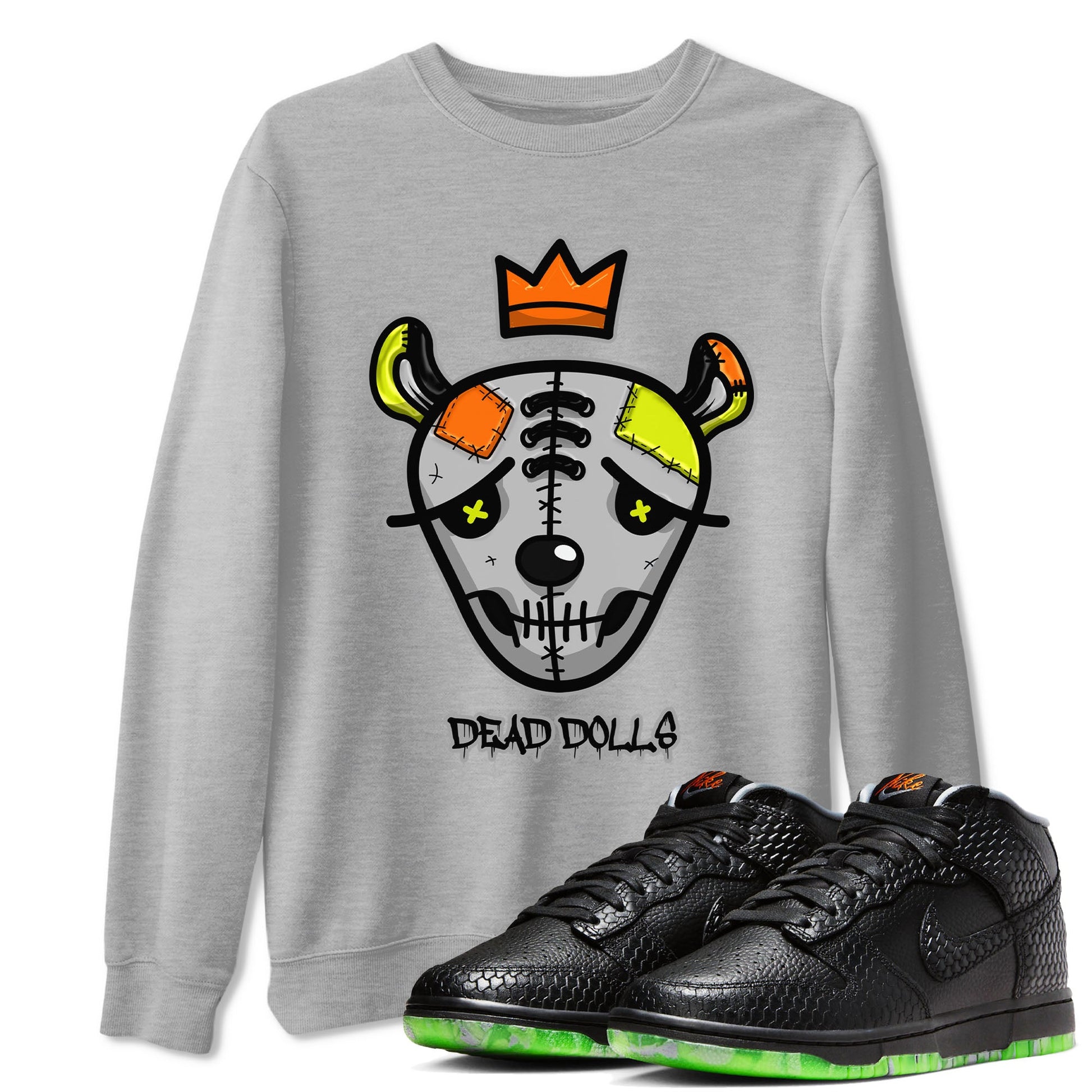 Nike Dunk Mid Premium shirt to match jordans Dead Dolls Face sneaker tees Nike Dunk Mid Halloween SNRT Sneaker Tees Sneaker Matching Clothing Brand Unisex Sneaker Tee Heather Grey 1 T-Shirt
