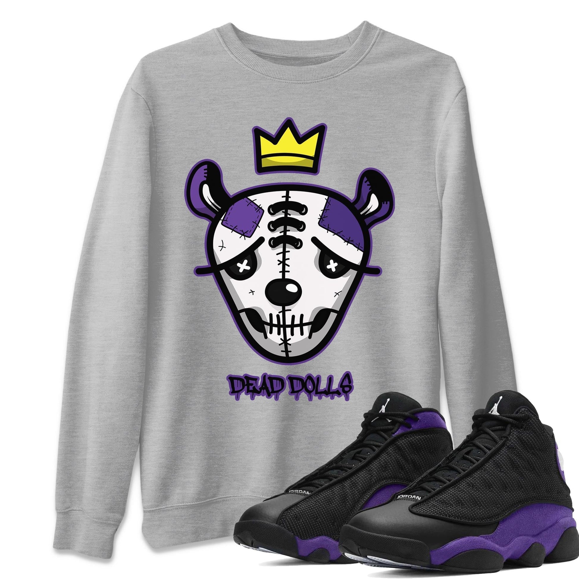 Jordan 13 Court Purple Sneaker Match Tees Dead Dolls Face Sneaker Tees Jordan 13 Court Purple Sneaker Release Tees Unisex Shirts