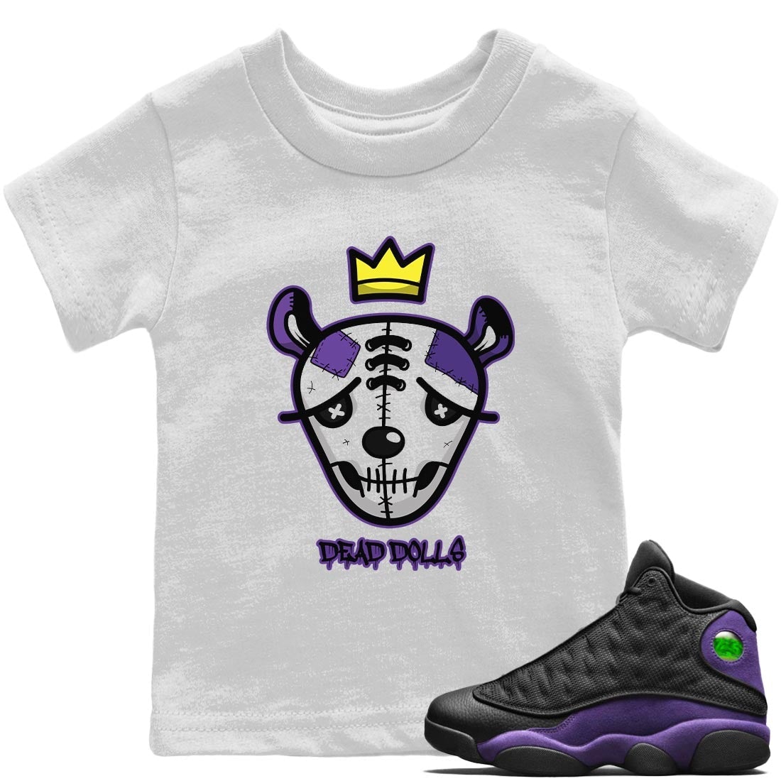 Jordan 13 Court Purple Sneaker Match Tees Dead Dolls Face Sneaker Tees Jordan 13 Court Purple Sneaker Release Tees Kids Shirts