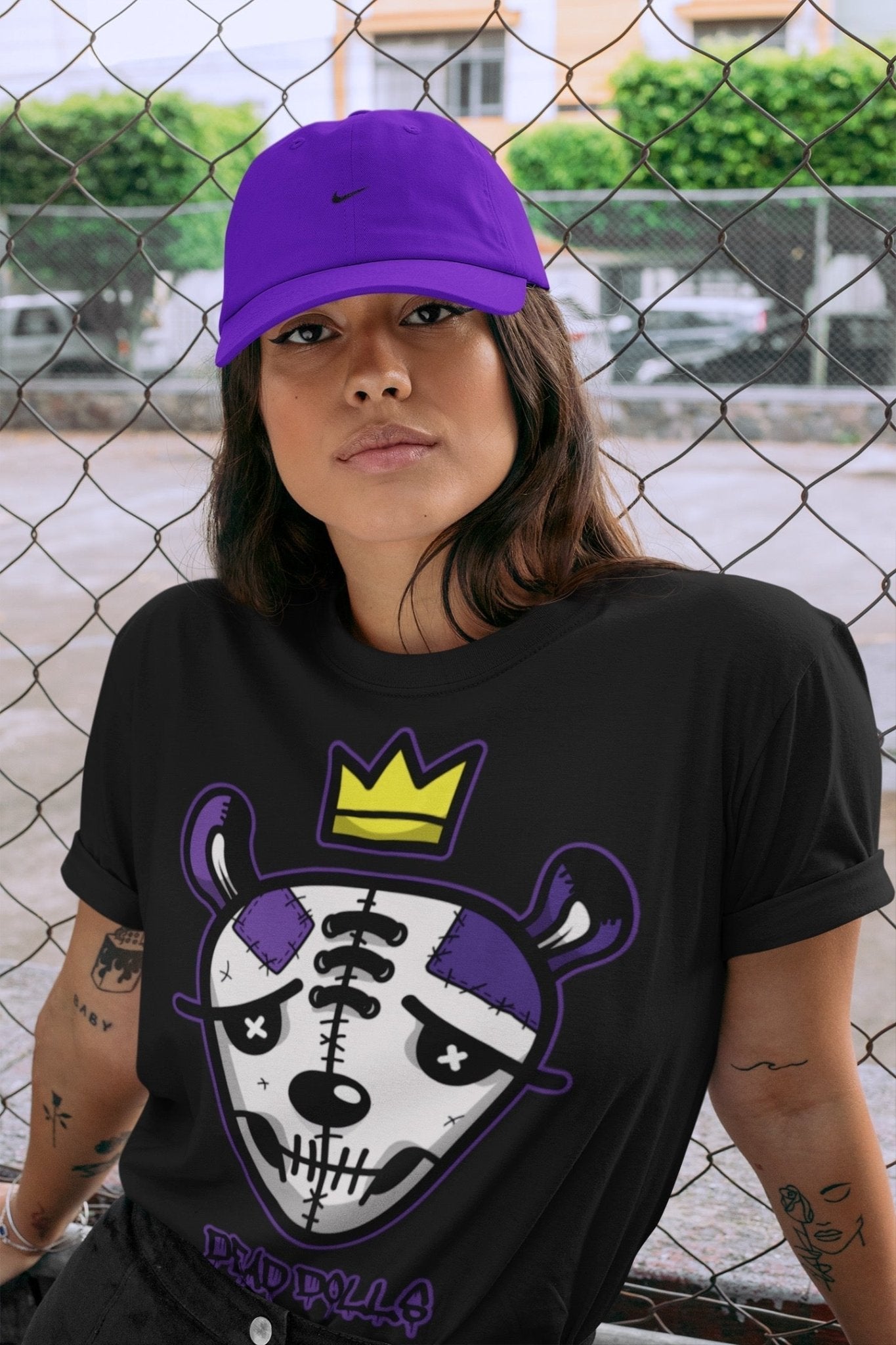 Jordan 13 Court Purple Sneaker Match Tees Dead Dolls Face Sneaker Tees Jordan 13 Court Purple Sneaker Release Tees Unisex Shirts