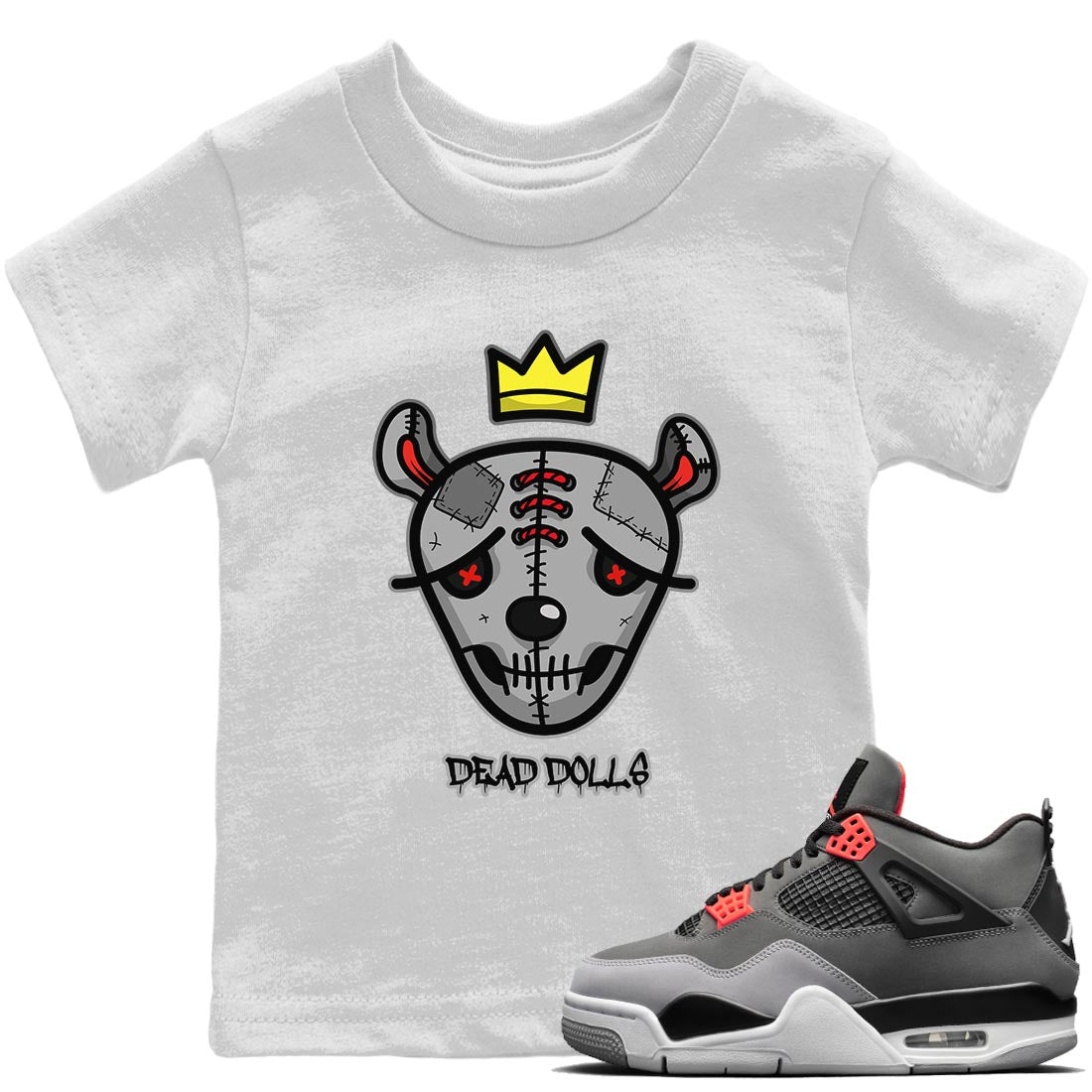 Jordan 4 Infrared Sneaker Match Tees Dead Dolls Face Sneaker Tees Jordan 4 Infrared Sneaker Release Tees Kids Shirts