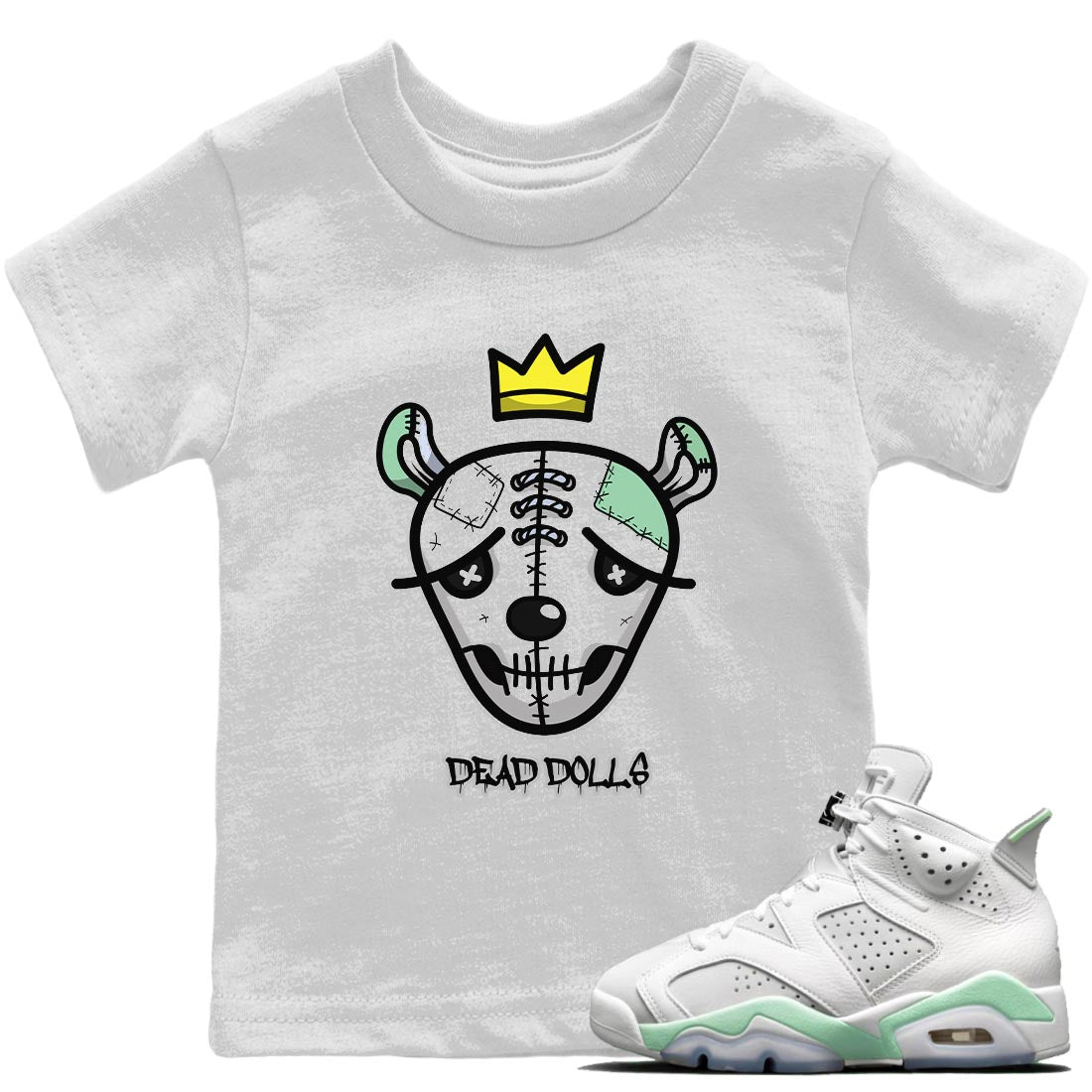 Jordan 6 Mint Foam Sneaker Match Tees Dead Dolls Face Sneaker Tees Jordan 6 Mint Foam Sneaker Release Tees Kids Shirts