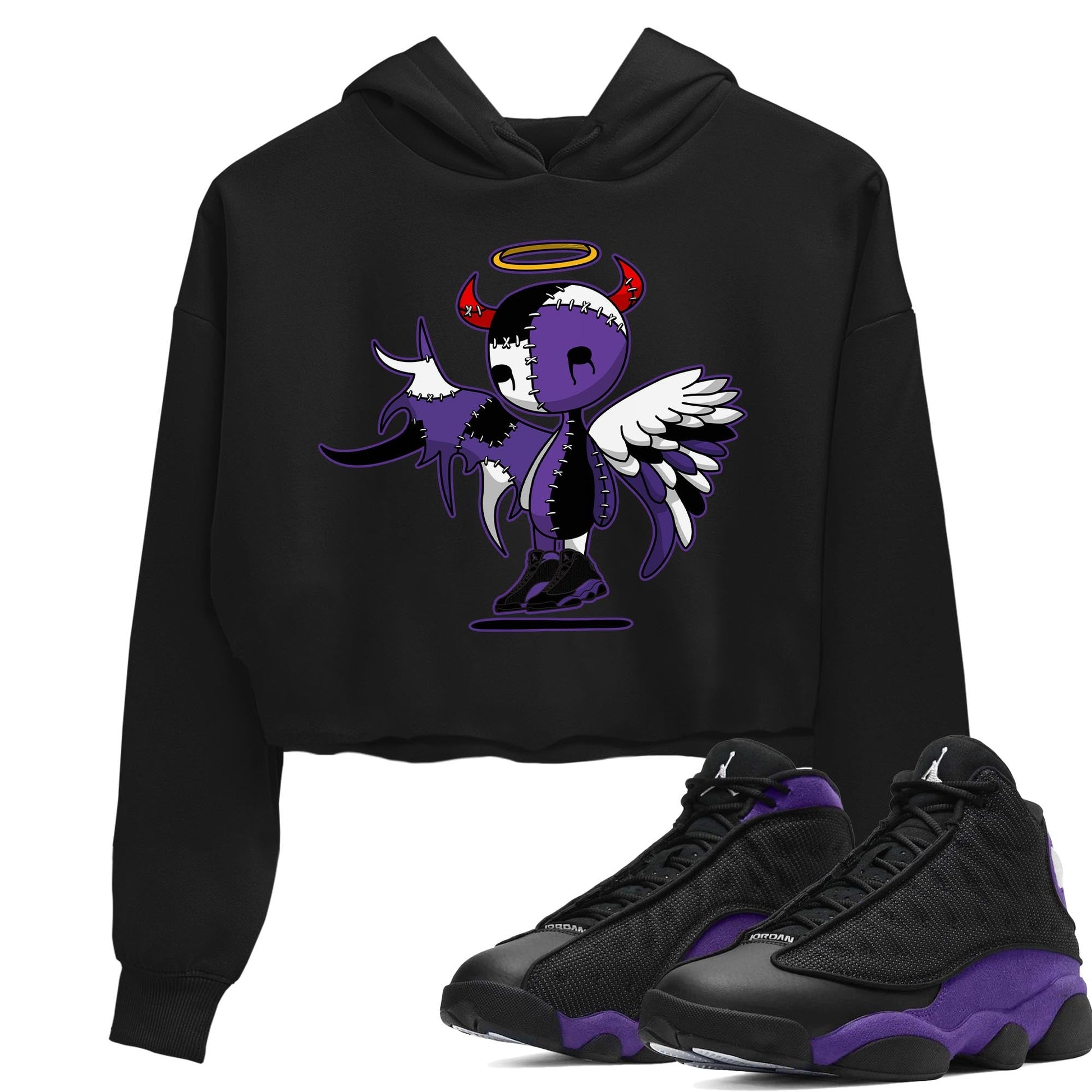 Jordan 13 Court Purple Sneaker Match Tees Devil Angel Sneaker Tees Jordan 13 Court Purple Sneaker Release Tees Women's Shirts