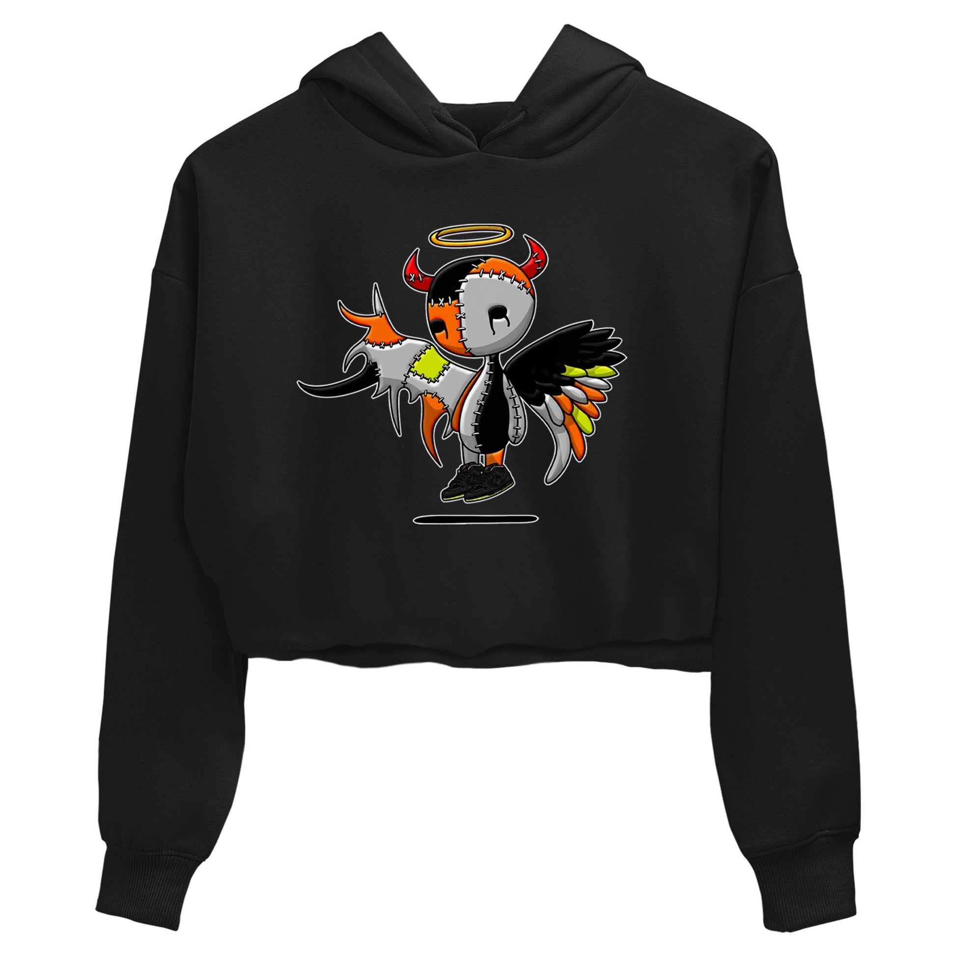 Nike Dunk Mid Premium shirt to match jordans Devil Angel sneaker tees Nike Dunk Mid Halloween SNRT Sneaker Tees Sneaker Matching Clothing Brand Black 2 Crop T-Shirt