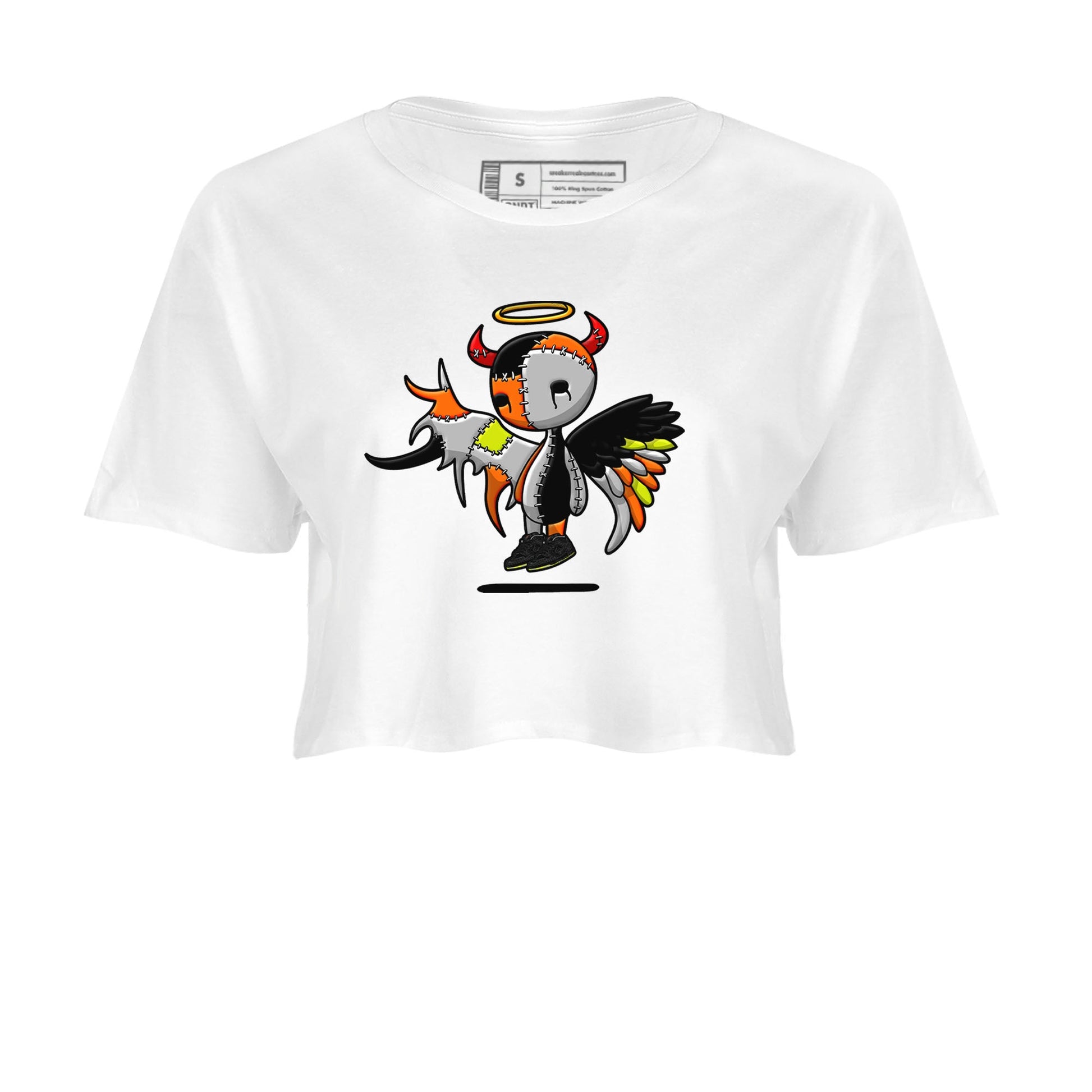 Nike Dunk Mid Premium shirt to match jordans Devil Angel sneaker tees Nike Dunk Mid Halloween SNRT Sneaker Tees Sneaker Matching Clothing Brand White 2 Crop T-Shirt