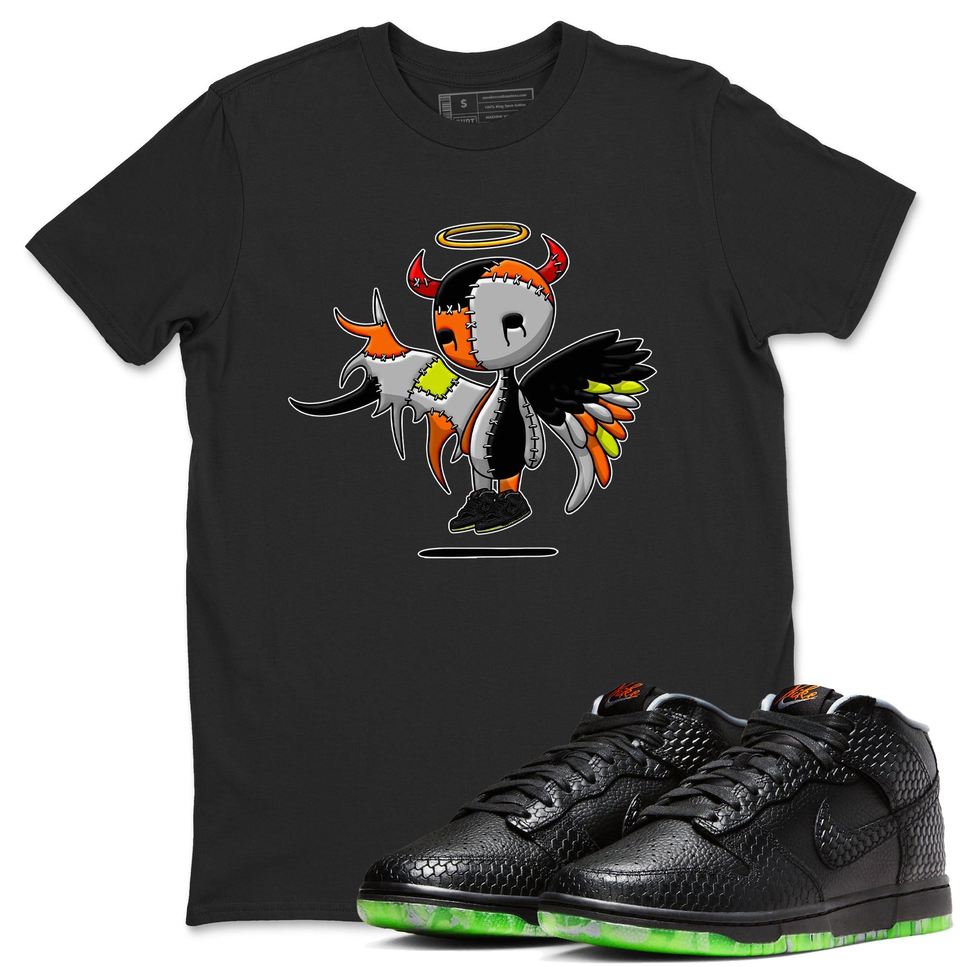 Nike Dunk Mid Premium shirt to match jordans Devil Angel sneaker tees Nike Dunk Mid Halloween SNRT Sneaker Tees Sneaker Matching Clothing Brand Unisex Sneaker Tee Black 1 T-Shirt
