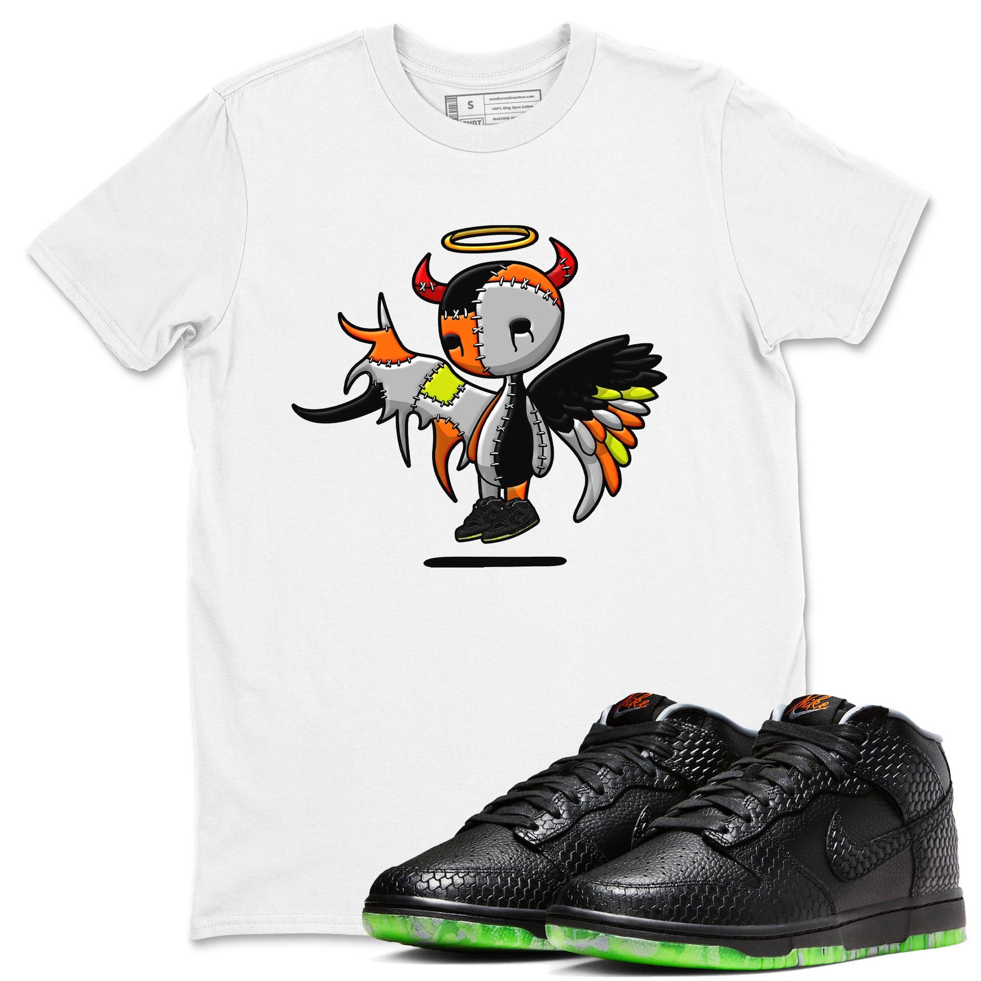 Nike Dunk Mid Premium shirt to match jordans Devil Angel sneaker tees Nike Dunk Mid Halloween SNRT Sneaker Tees Sneaker Matching Clothing Brand Unisex Sneaker Tee White 1 T-Shirt