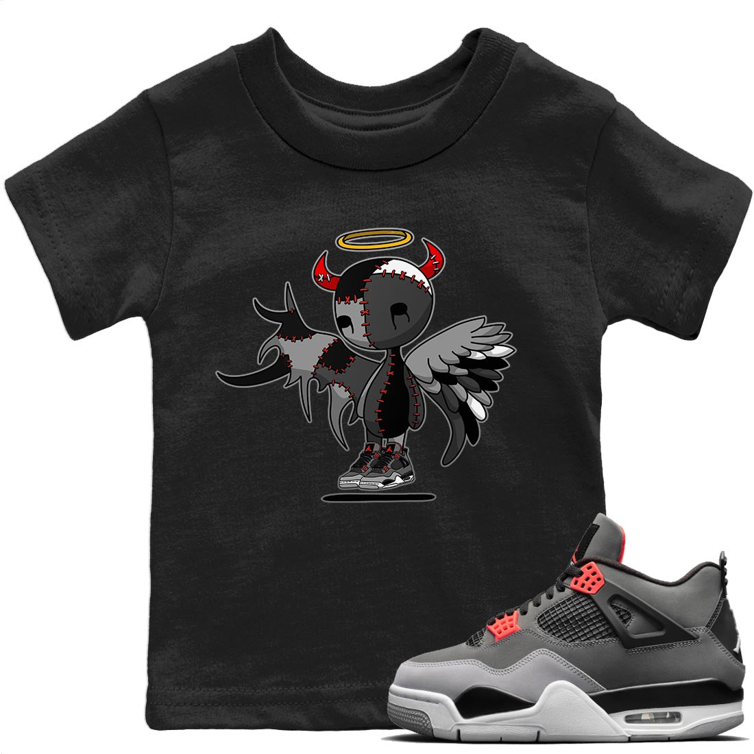 Jordan 4 Infrared Sneaker Match Tees Devil Angel Sneaker Tees Jordan 4 Infrared Sneaker Release Tees Kids Shirts