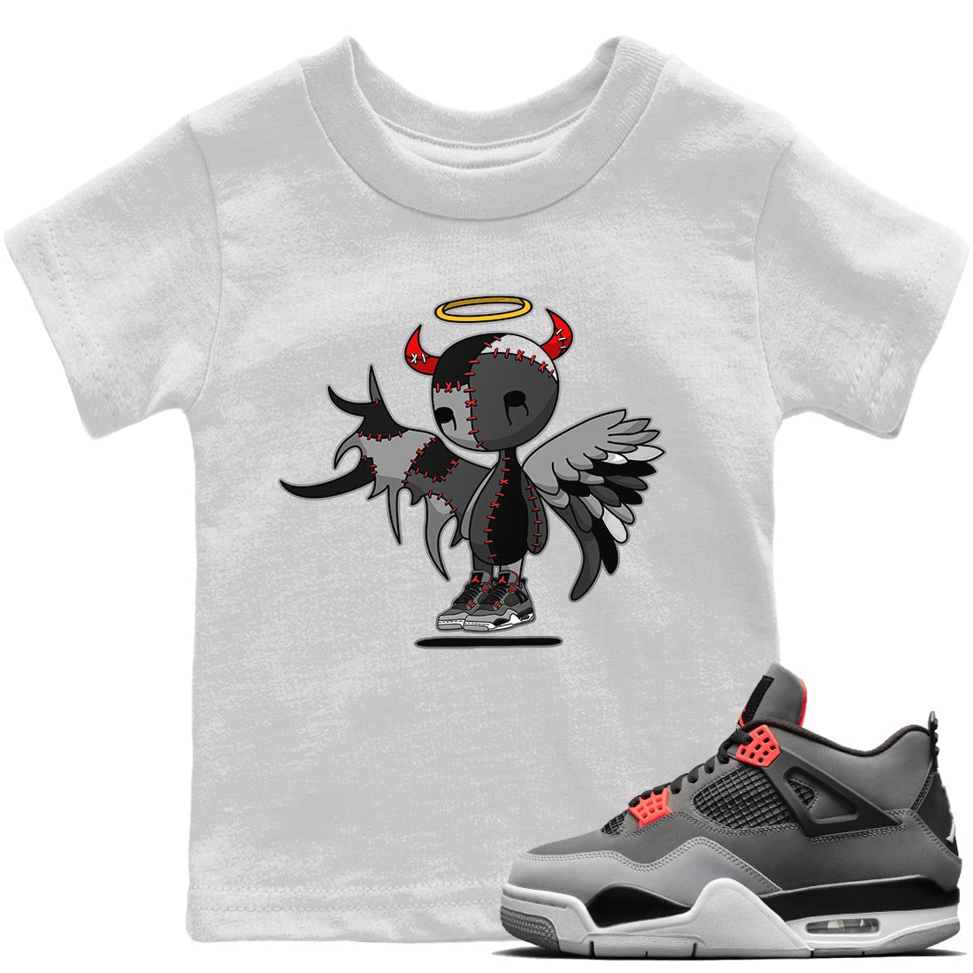 Jordan 4 Infrared Sneaker Match Tees Devil Angel Sneaker Tees Jordan 4 Infrared Sneaker Release Tees Kids Shirts