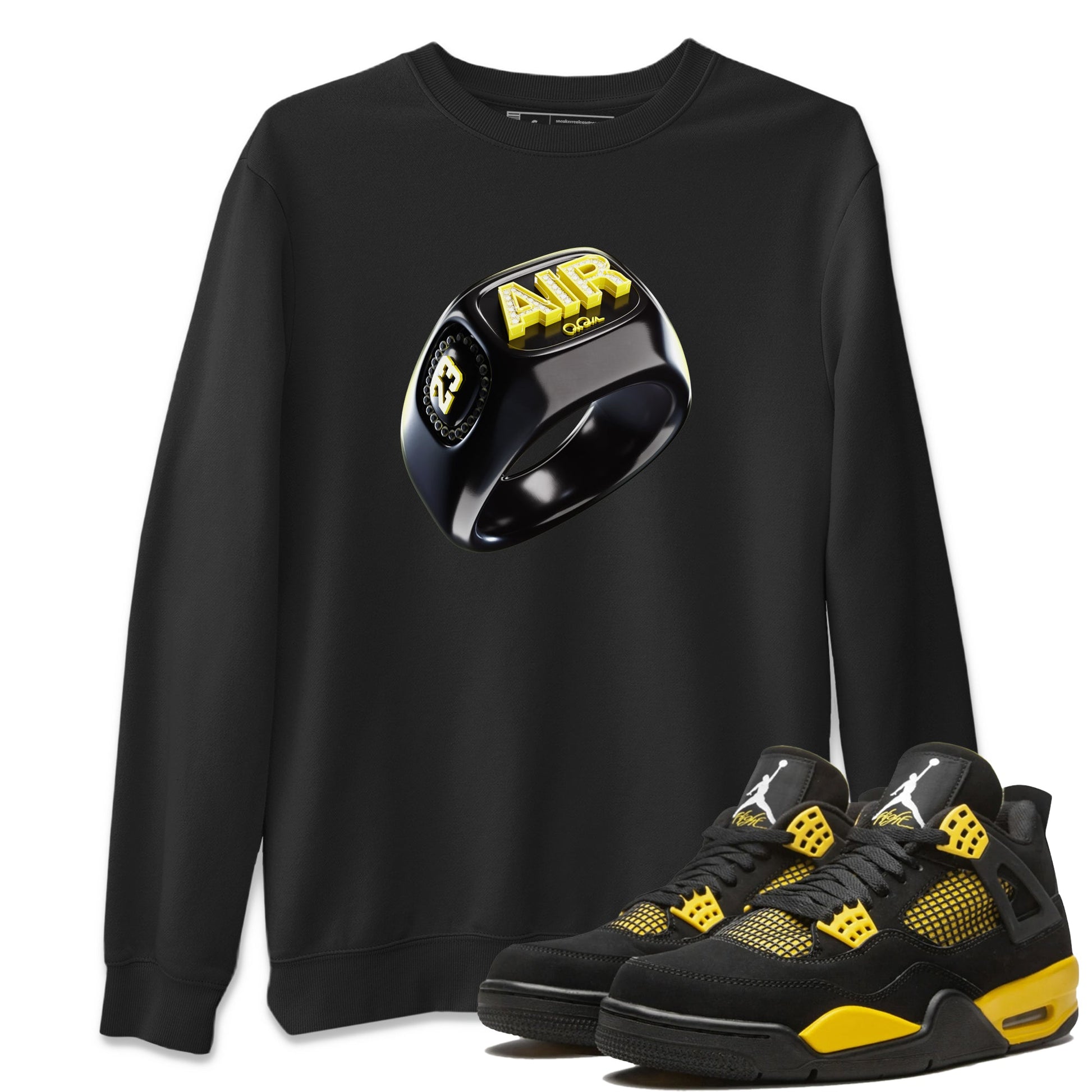 Air Jordan 4 Thunder Sneaker Match Tees Diamond Ring Sneaker Tees AJ4 Thunder Jumpman Sneaker Release Tees Unisex Shirts Black 1