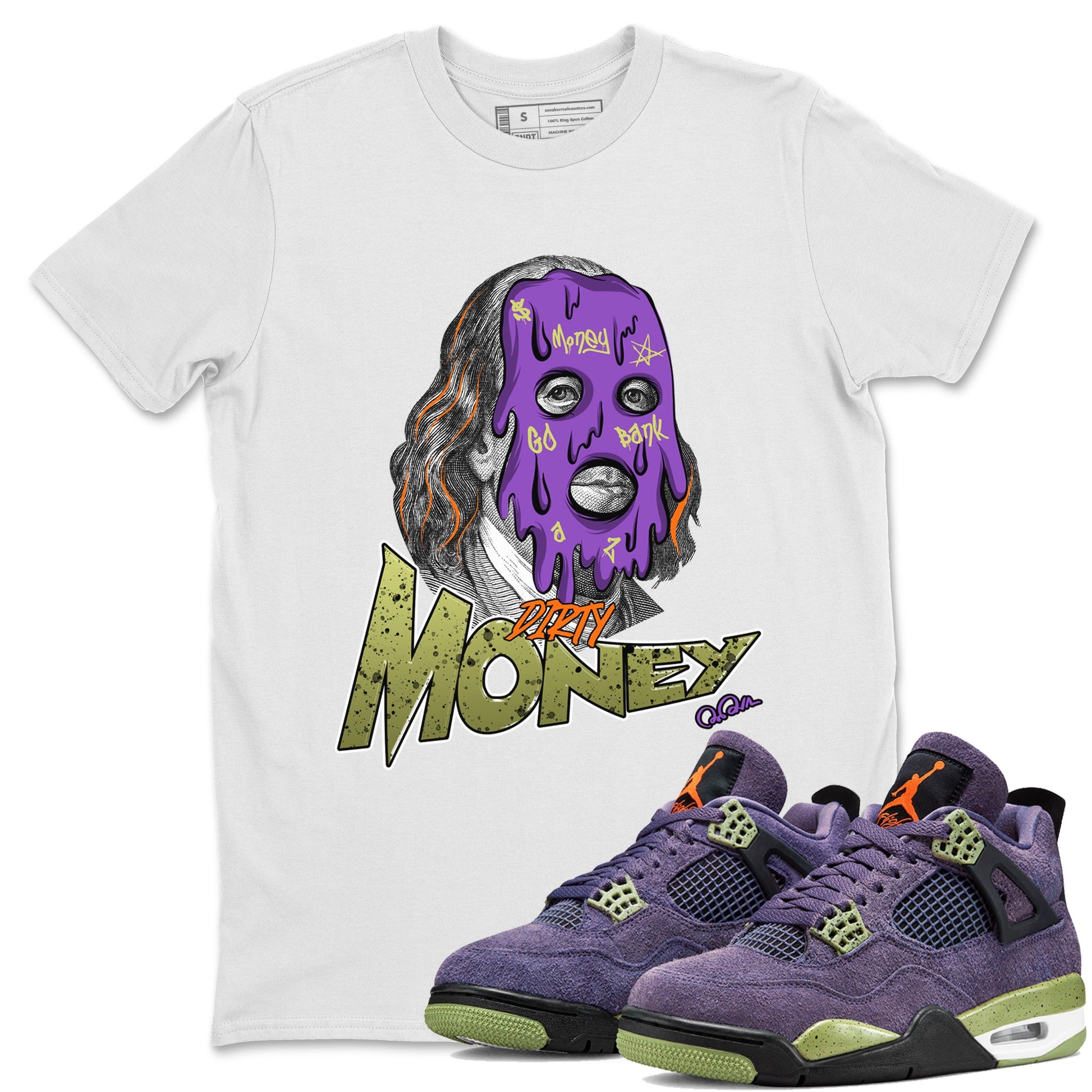 Air Jordan 4 Canyon Purple shirt to match jordans Dirty Money sneaker tees AJ4 Canyon Purple SNRT Sneaker Release Tees Unisex White 1 T-Shirt, Halloween tshirt