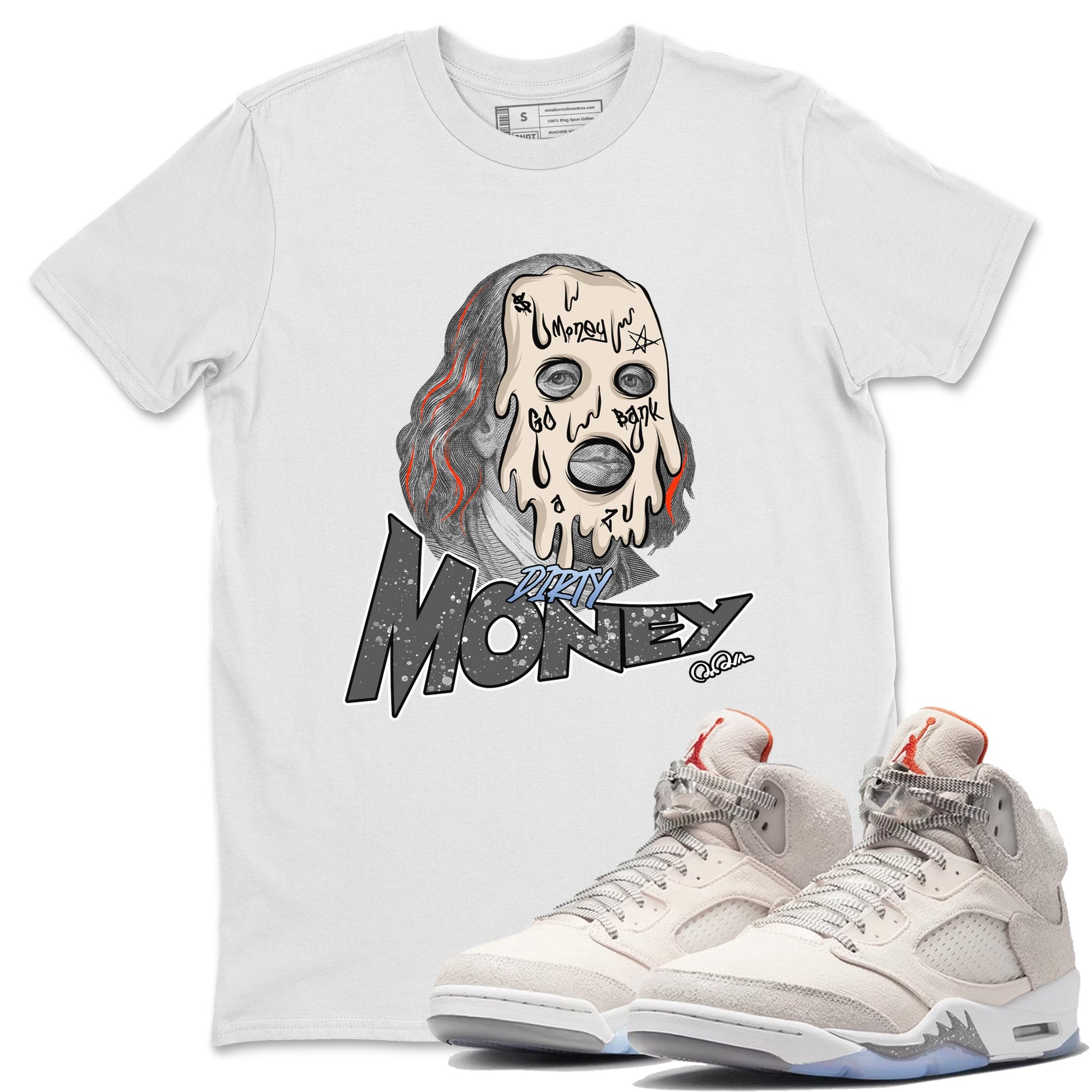 Air Jordan 5 Craft Sneaker Match Tees Dirty Money Sneaker Tees AJ5 SE Craft Sneaker Release Tees Unisex Shirts White 1
